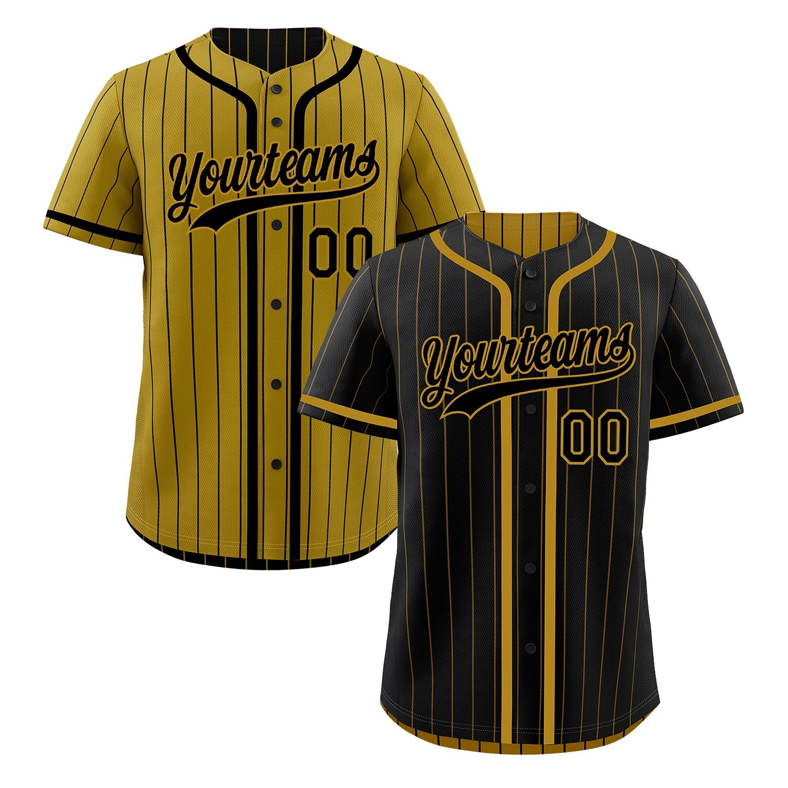 Custom Black Old Gold Reversible Gradient Fashion Breathable Baseball Jersey| KXKSHOP