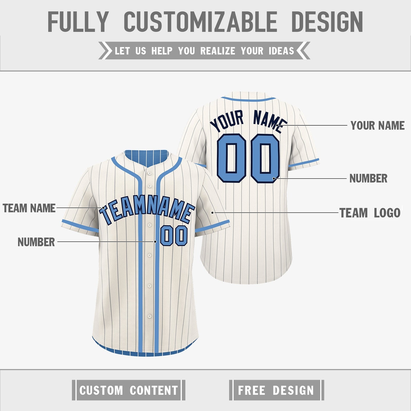 Custom Cream Light Blue Reversible Gradient Fashion Lightweight Baseball Jersey| KXKSHOP