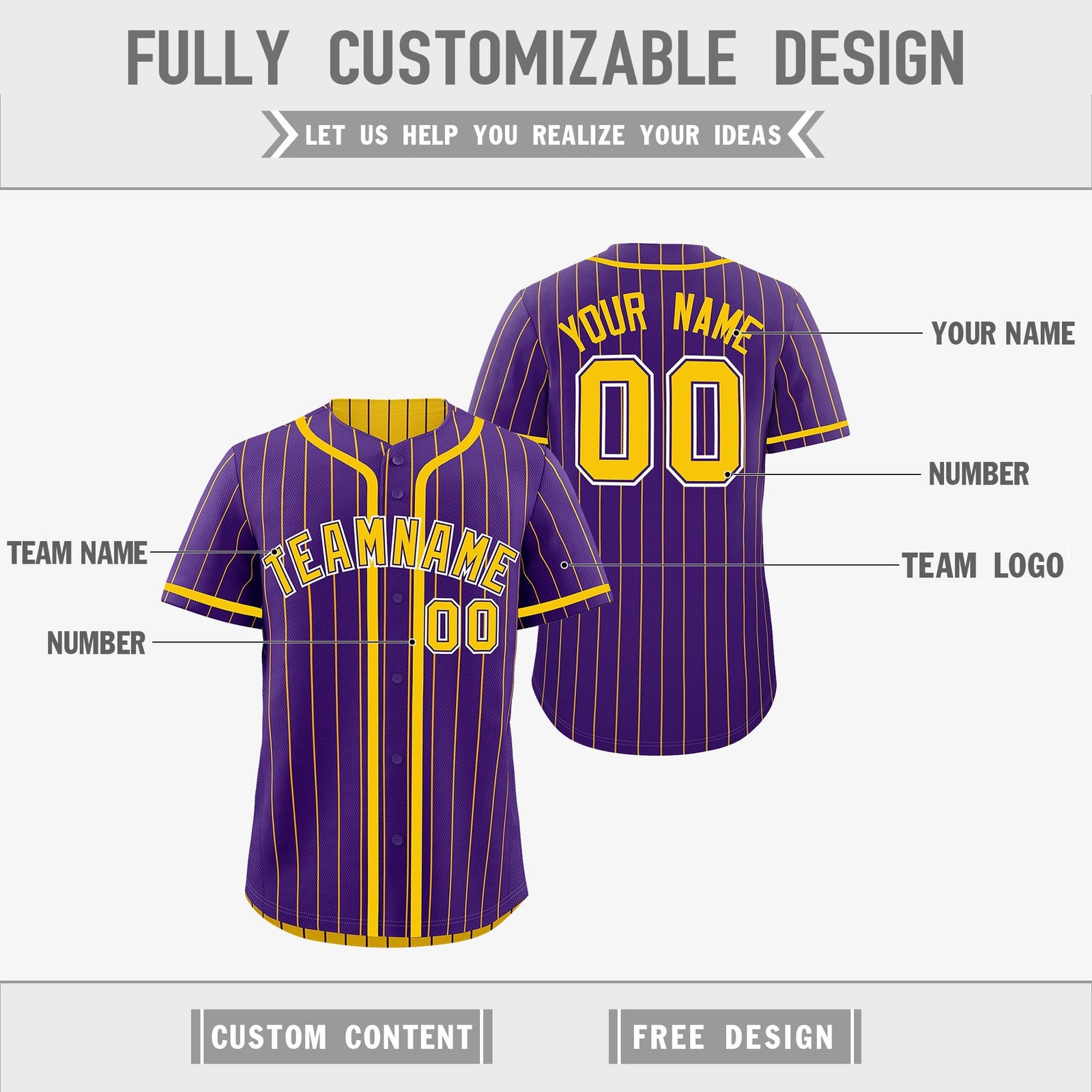 Custom Purple Yellow Reversible Gradient Fashion Lightweight Baseball Jersey| KXKSHOP