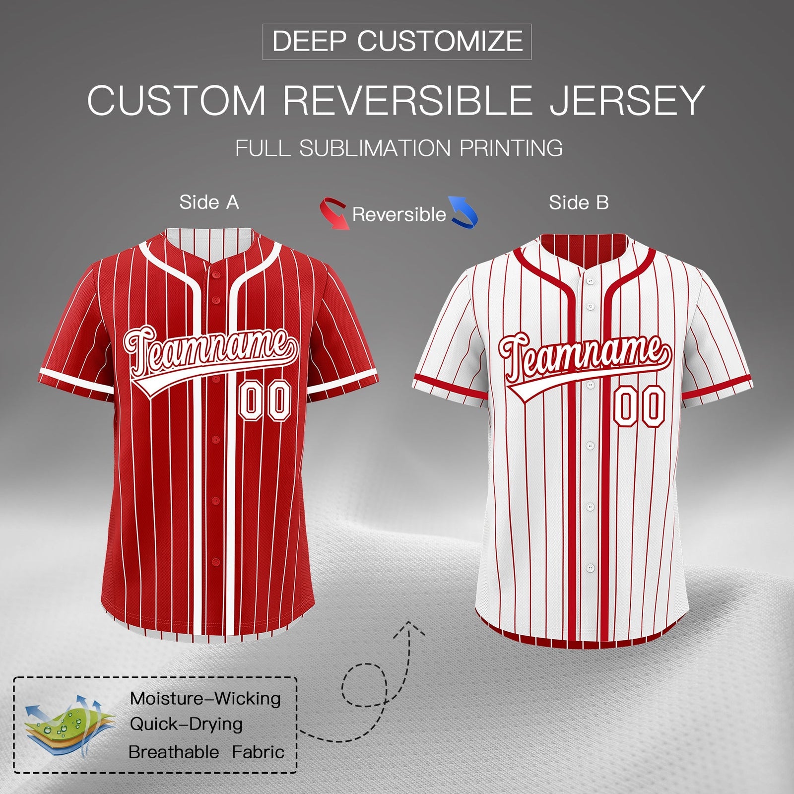 Custom Red White Reversible Gradient Fashion Breathable Baseball Jersey| KXKSHOP