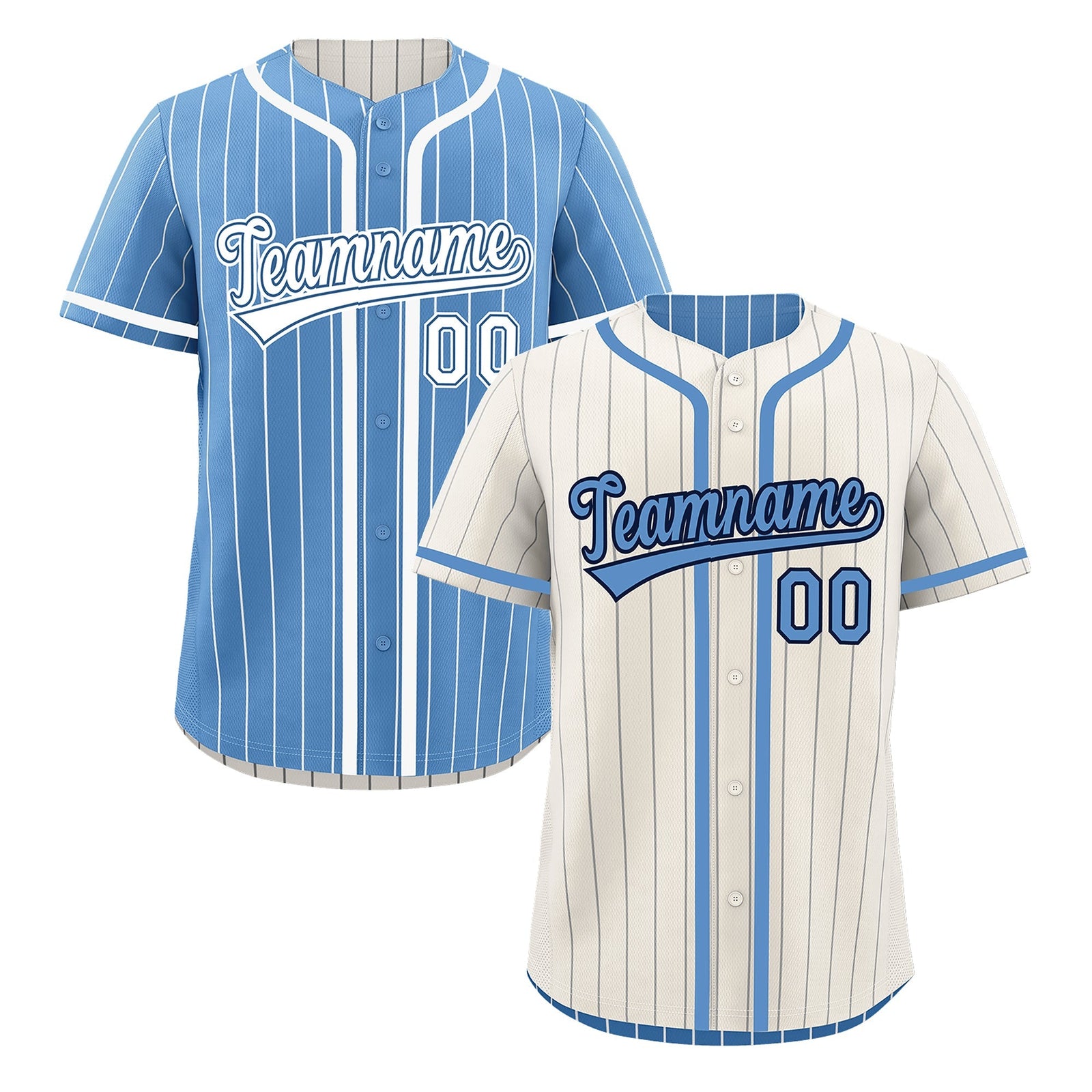 Custom Cream Light Blue Reversible Gradient Fashion Lightweight Baseball Jersey| KXKSHOP