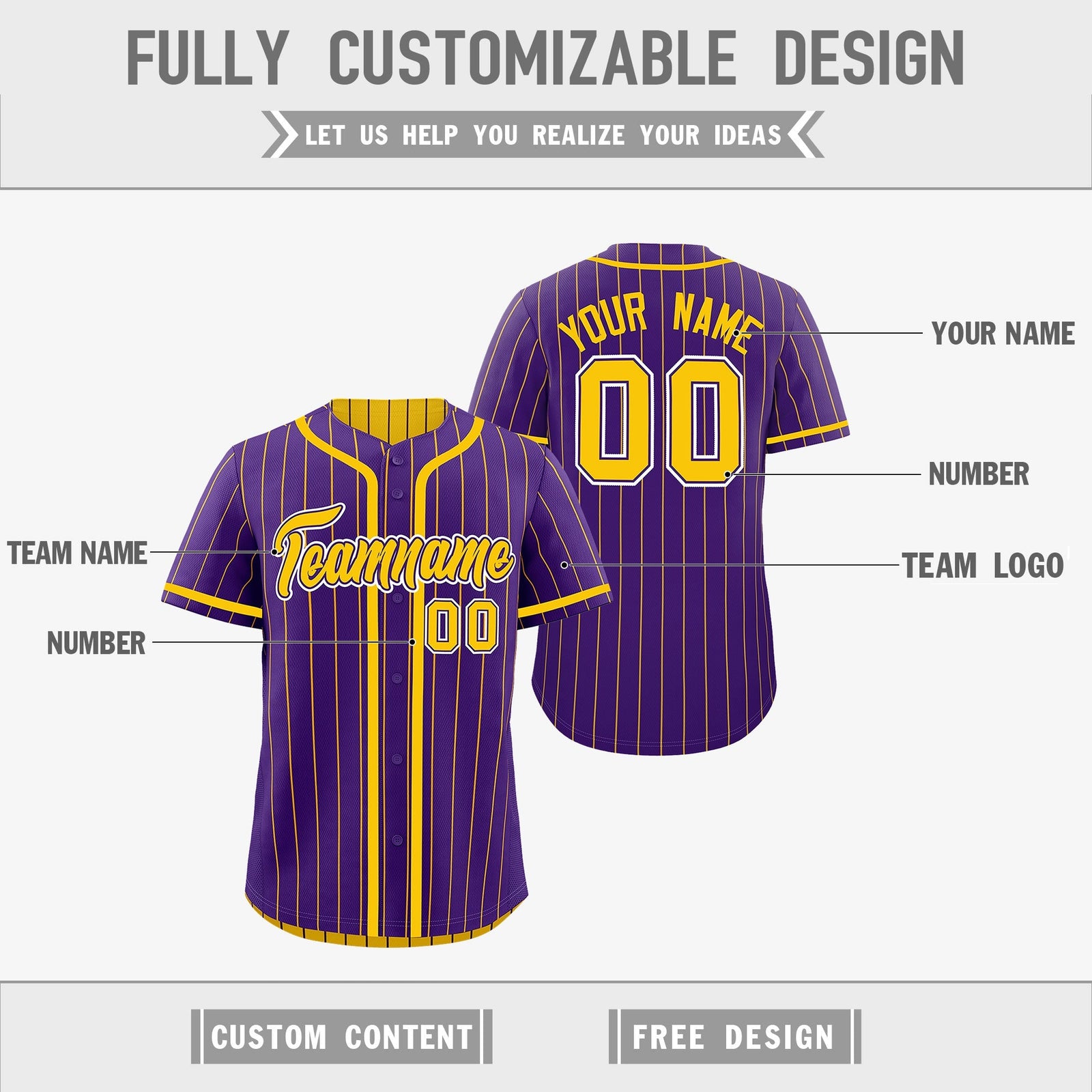 Custom Purple Yellow Reversible Gradient Fashion Lightweight Baseball Jersey| KXKSHOP