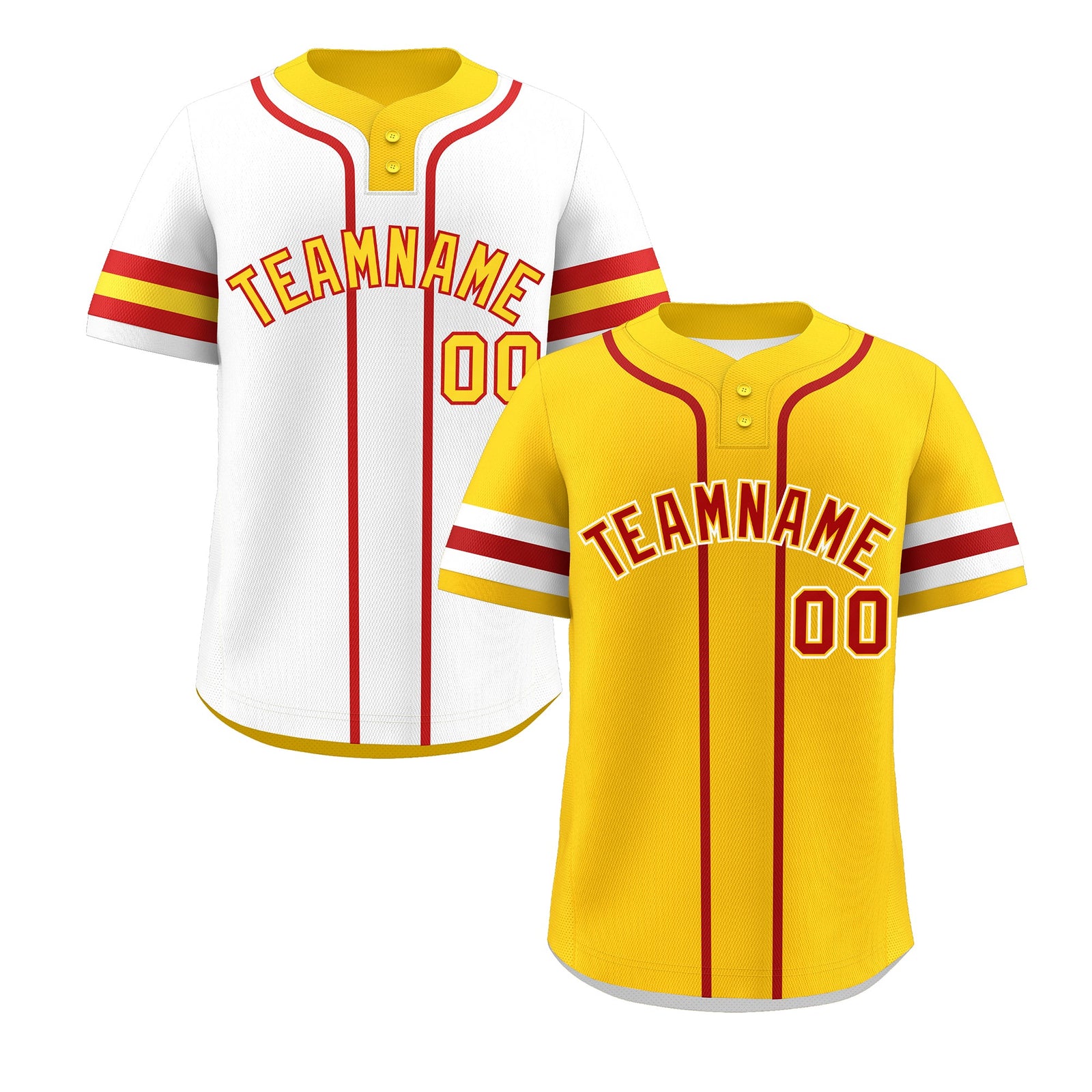 Custom White Red Gold Reversible Classic Style Two-Button Baseball Jersey| KXKSHOP