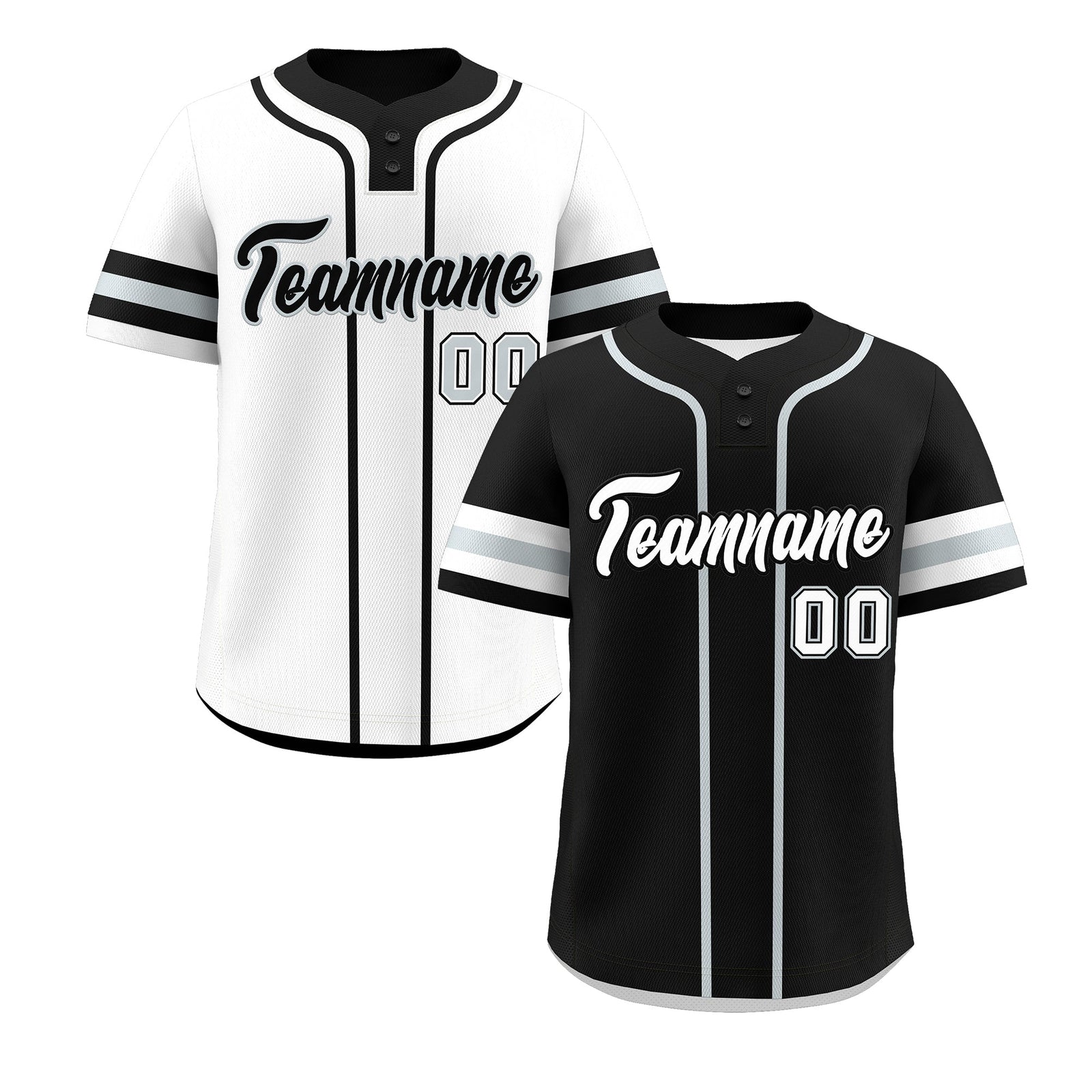 Custom White Silver Black Reversible Classic Style Two-Button Baseball Jersey| KXKSHOP