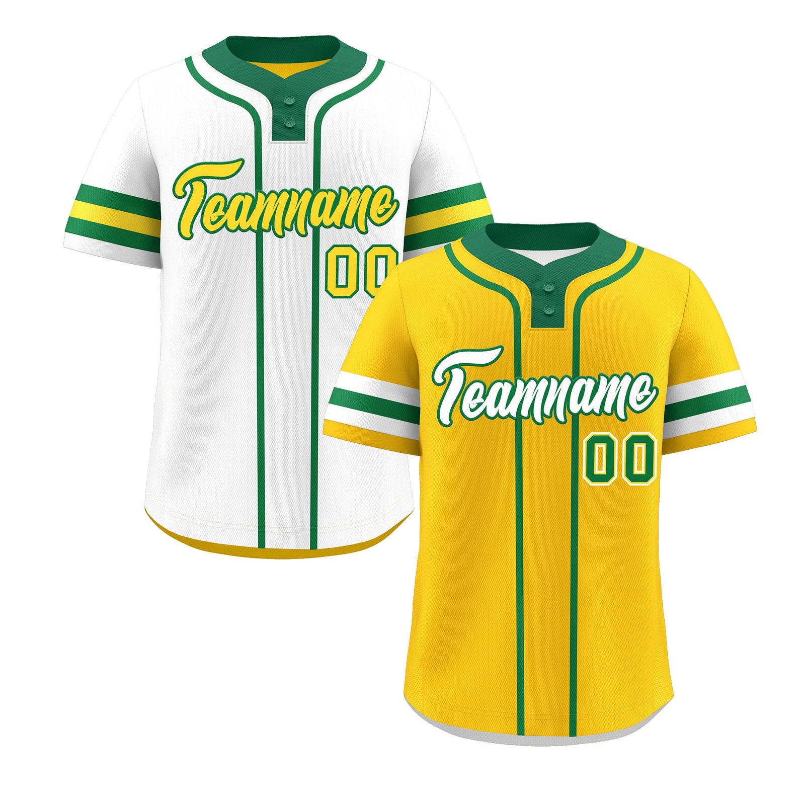 Custom White Kelly Green Gold Reversible Classic Style Two-Button Baseball Jersey| KXKSHOP