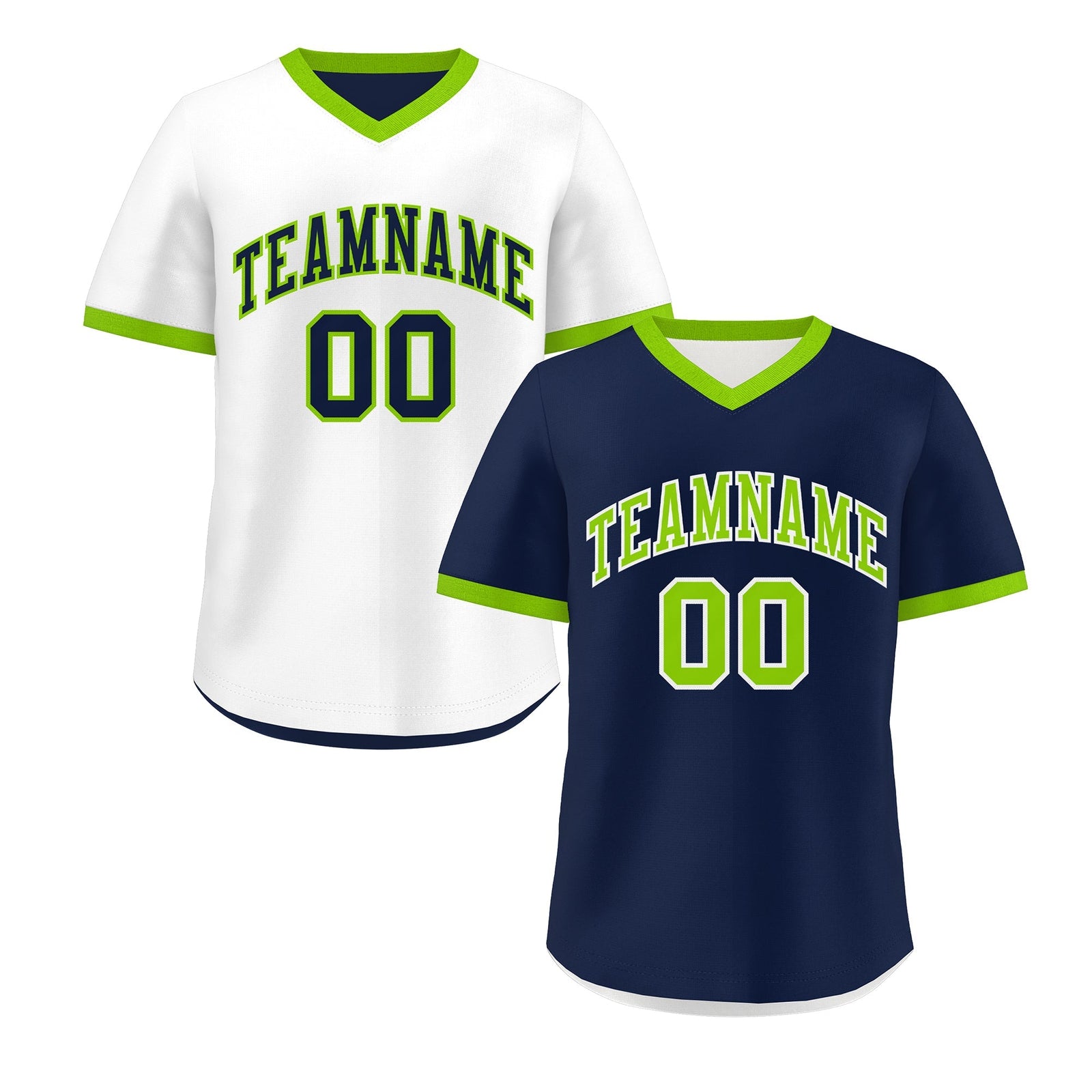 Custom White Navy Neon Green Reversible Classic Style Quick Dry Baseball Jersey| KXKSHOP