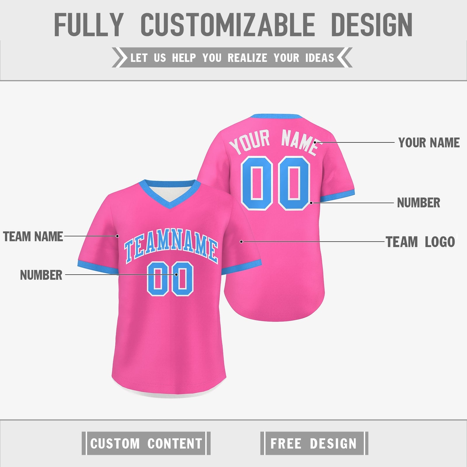 Custom White Pink Powder Blue Reversible Classic Style Quick Dry Baseball Jersey| KXKSHOP