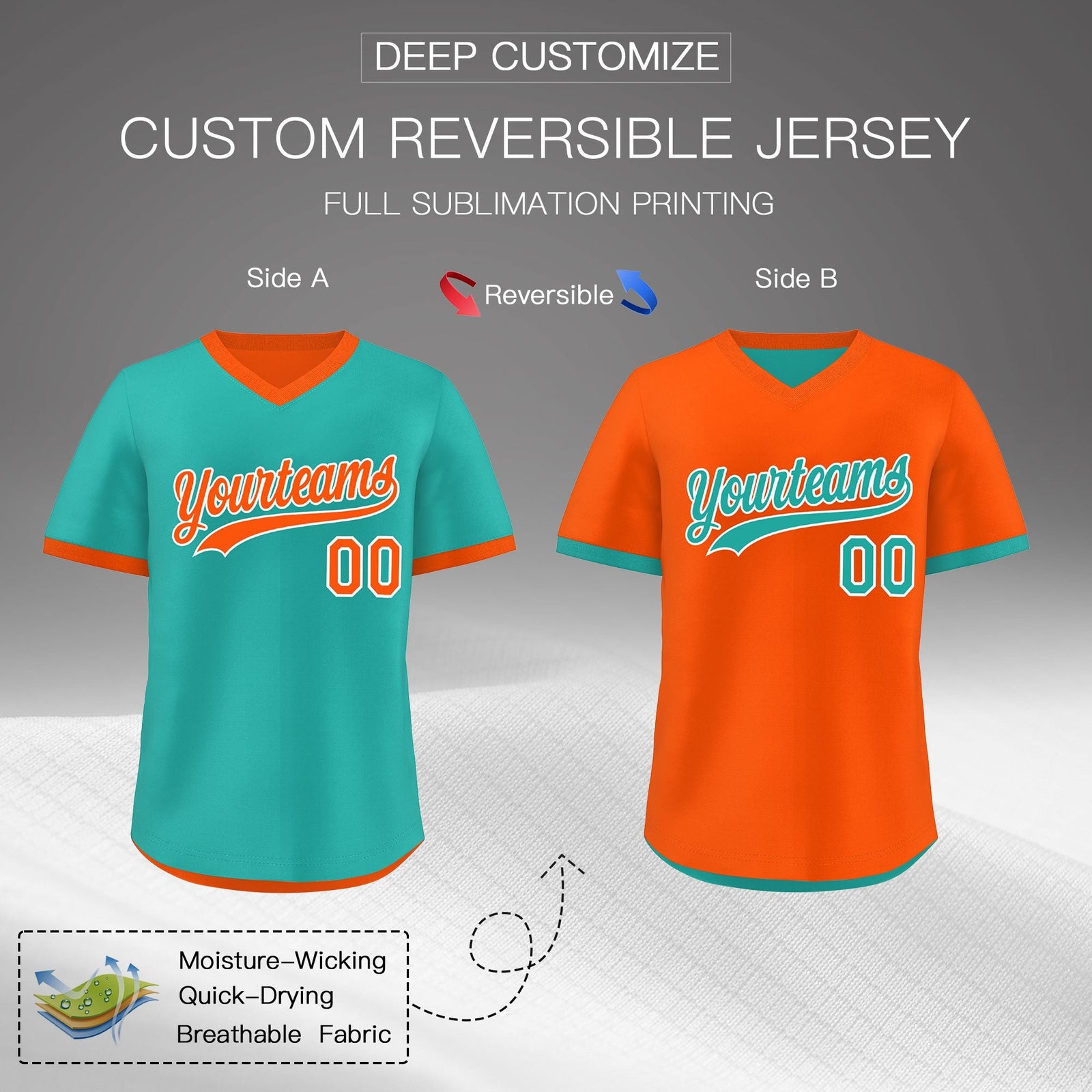 Custom Neon Green Orange Reversible Classic Style Breathable Baseball Jersey| KXKSHOP