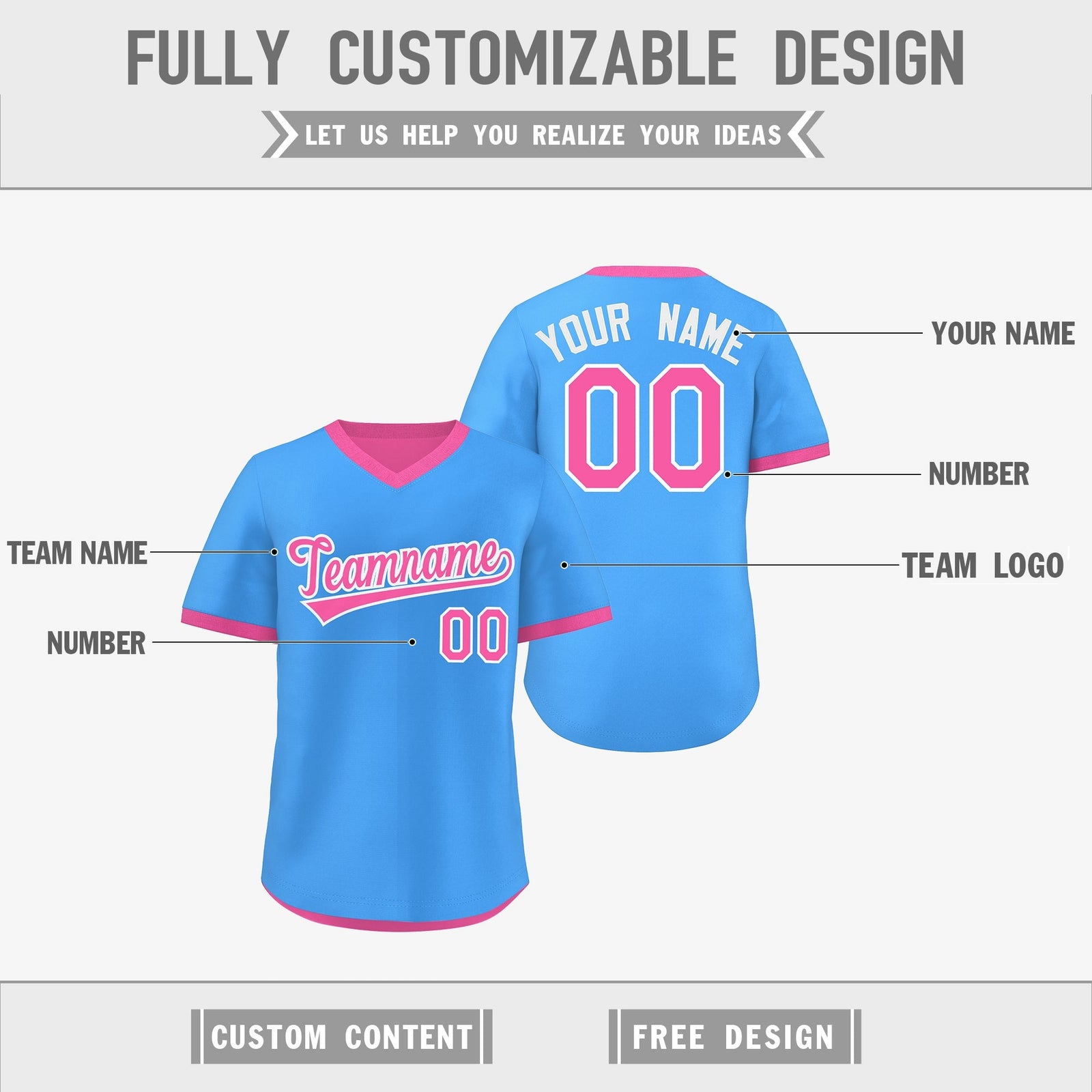 Custom Pink Powder Blue Reversible Classic Style Breathable Baseball Jersey| KXKSHOP