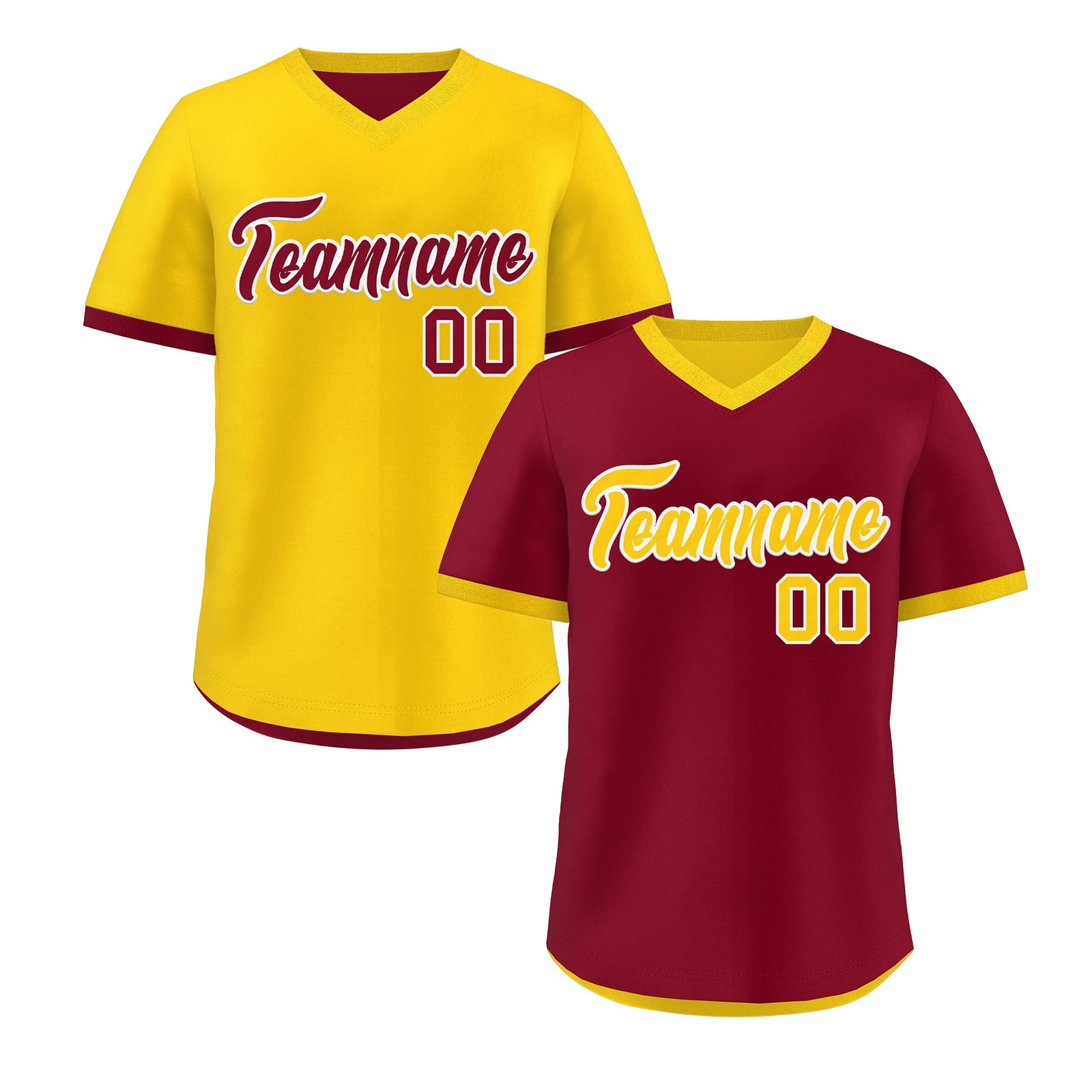 Custom Gold Red Reversible Classic Style Breathable Baseball Jersey| KXKSHOP
