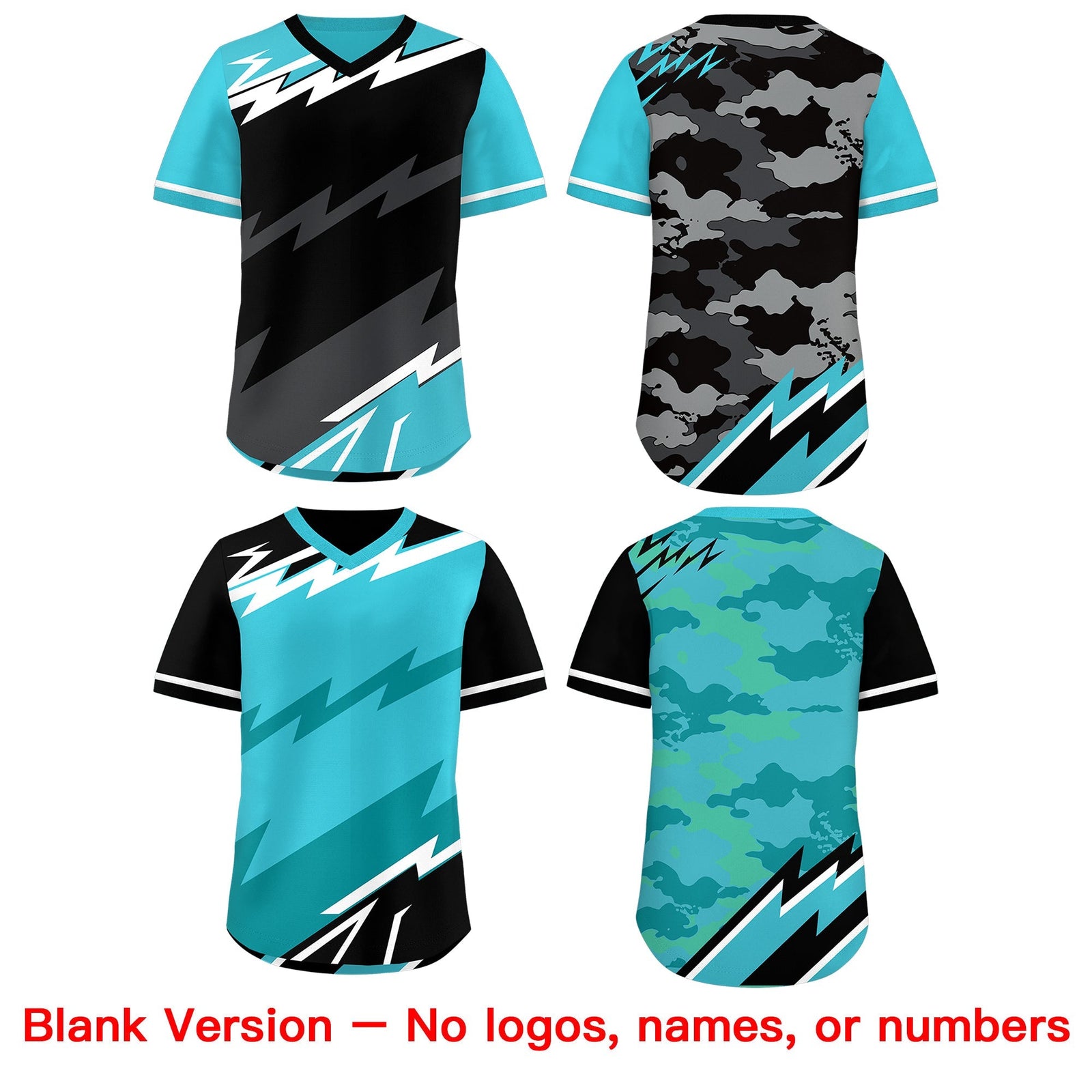 Custom Black Sky Blue Gray Reversible Tops Lightning Pattern Graffiti Pattern Pullover V-Neck Baseball Jersey| KXKSHOP