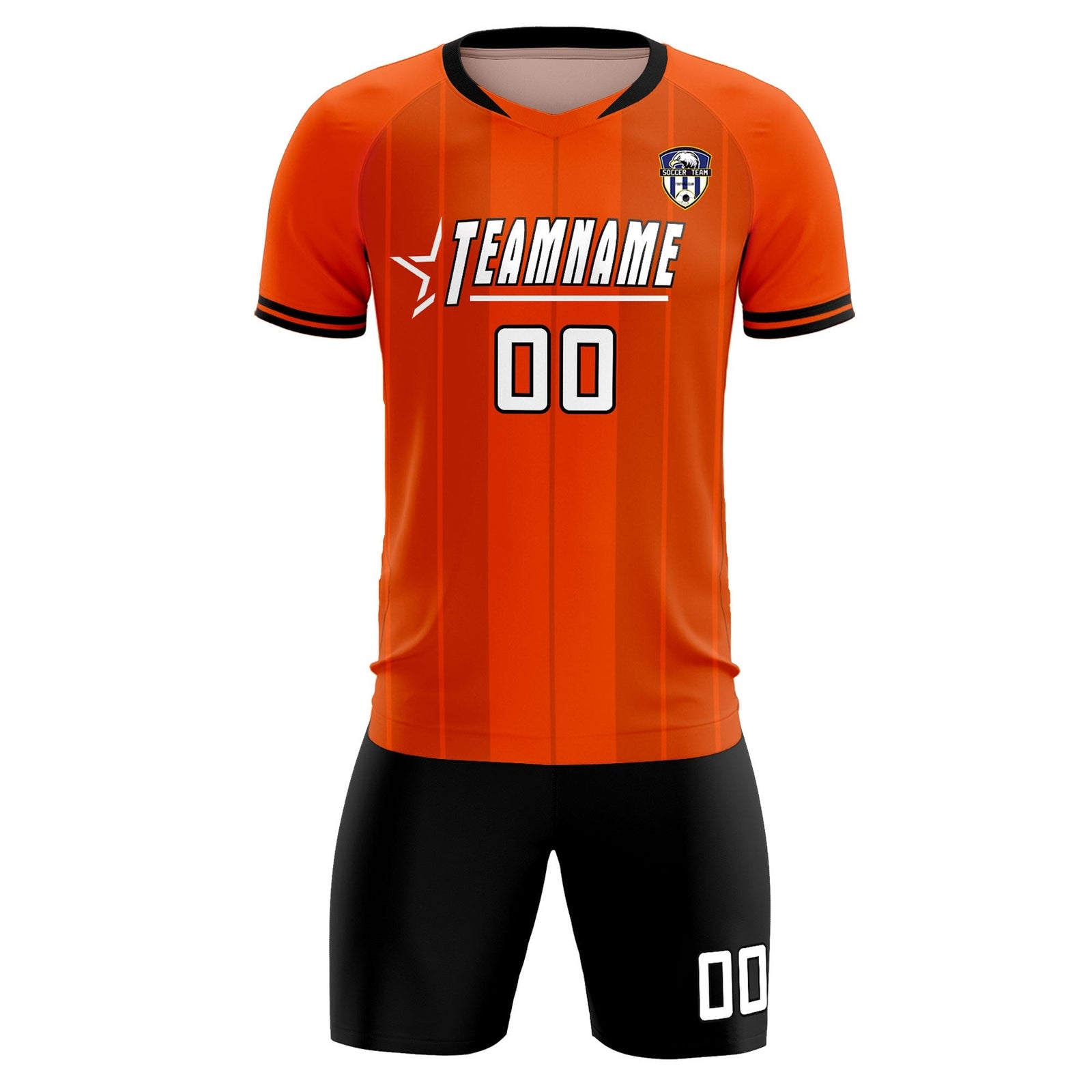 Custom Orange Classic Striped Personalized Soccer Tops/Sets Jersey