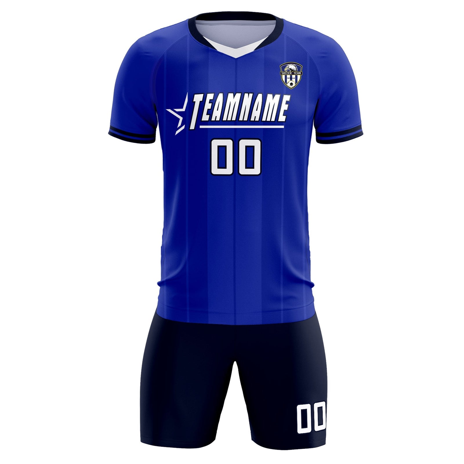Custom Royal Classic Striped Personalized Soccer Tops/Sets Jersey
