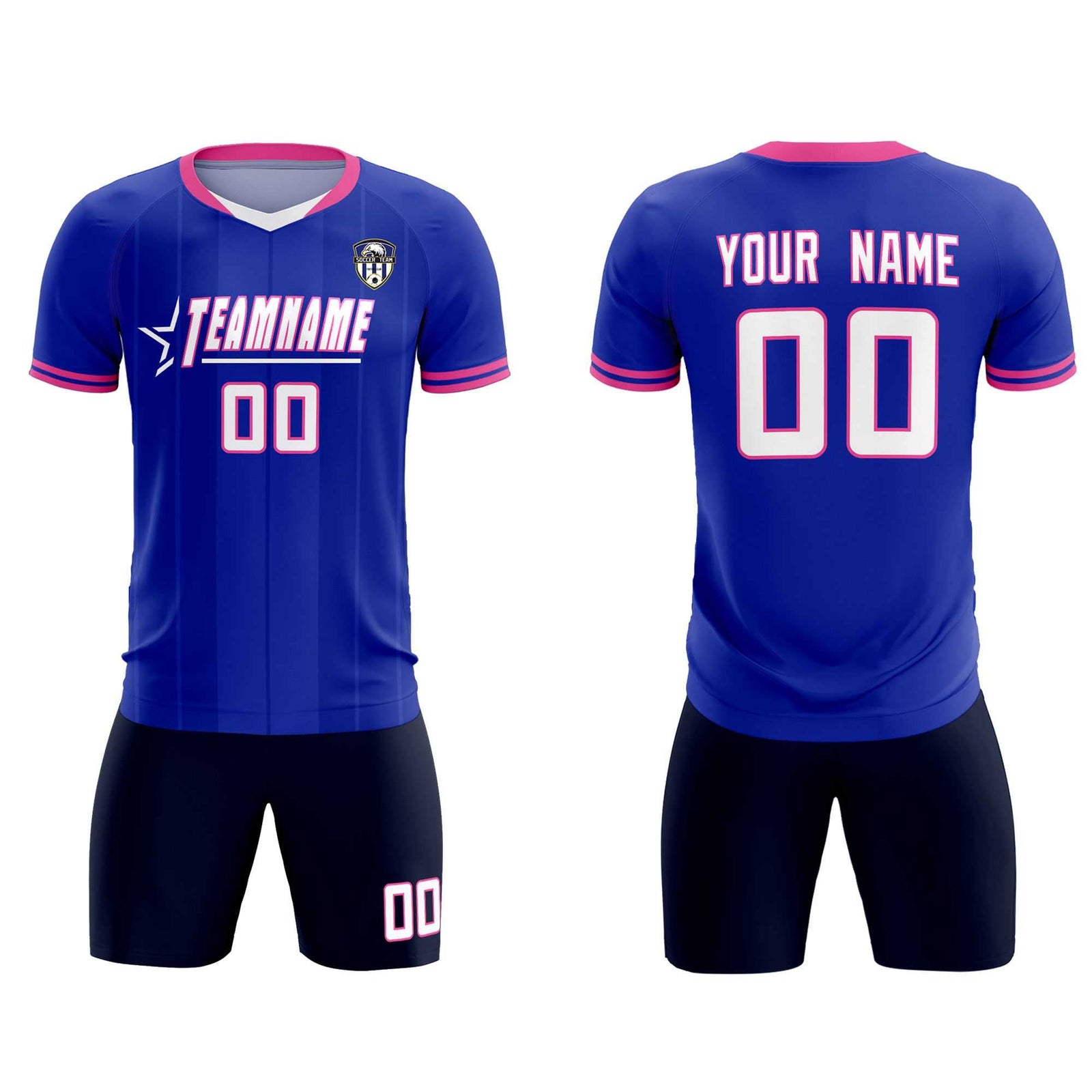 Custom Royal Classic Striped Personalized Soccer Tops/Sets Jersey