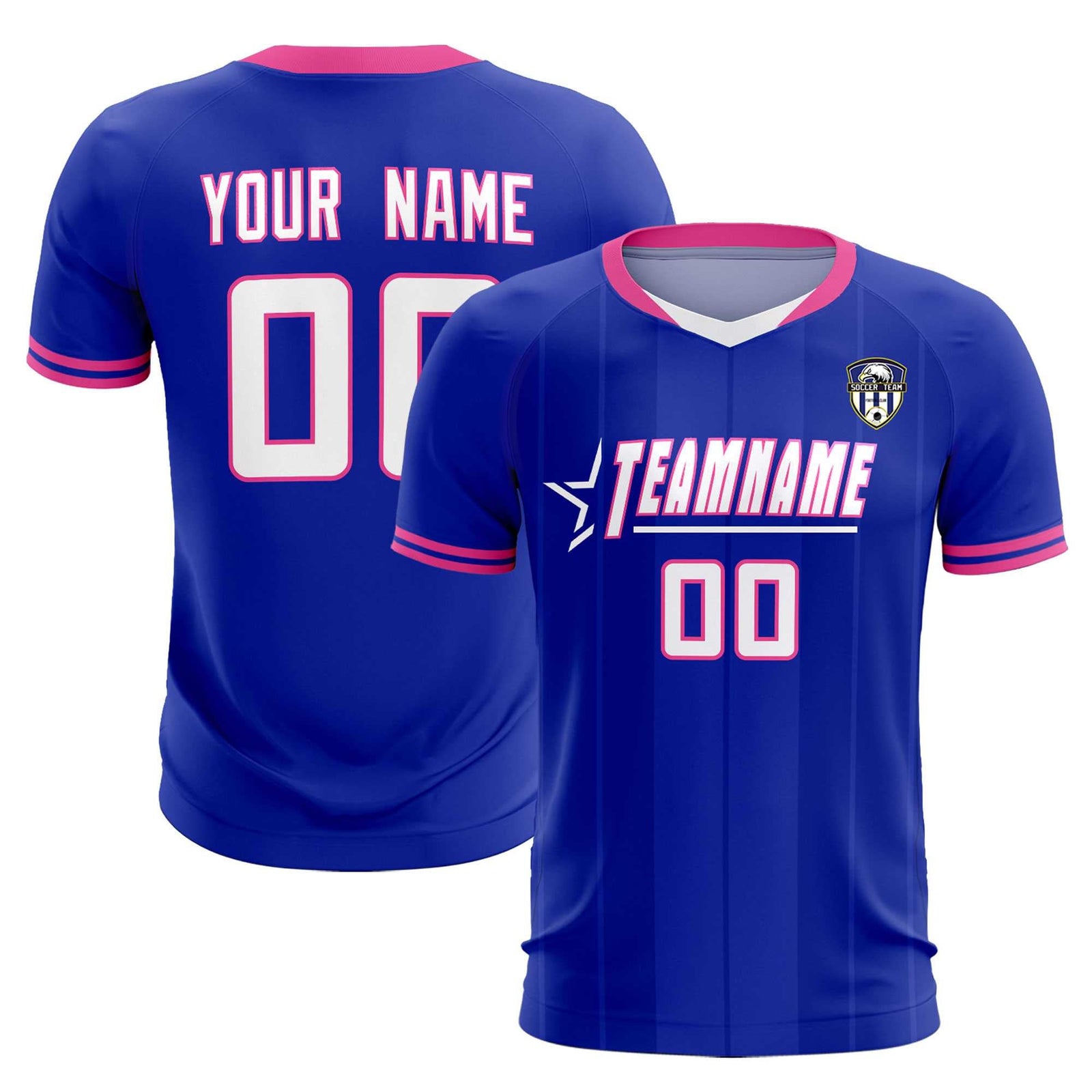 Custom Royal Classic Striped Personalized Soccer Tops/Sets Jersey