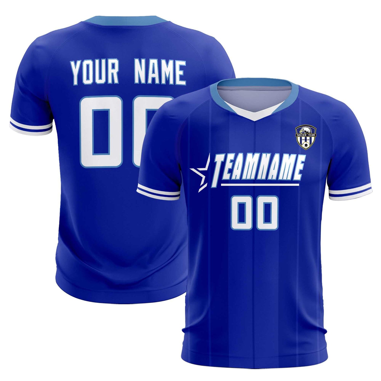 Custom Royal Classic Striped Personalized Soccer Tops/Sets Jersey