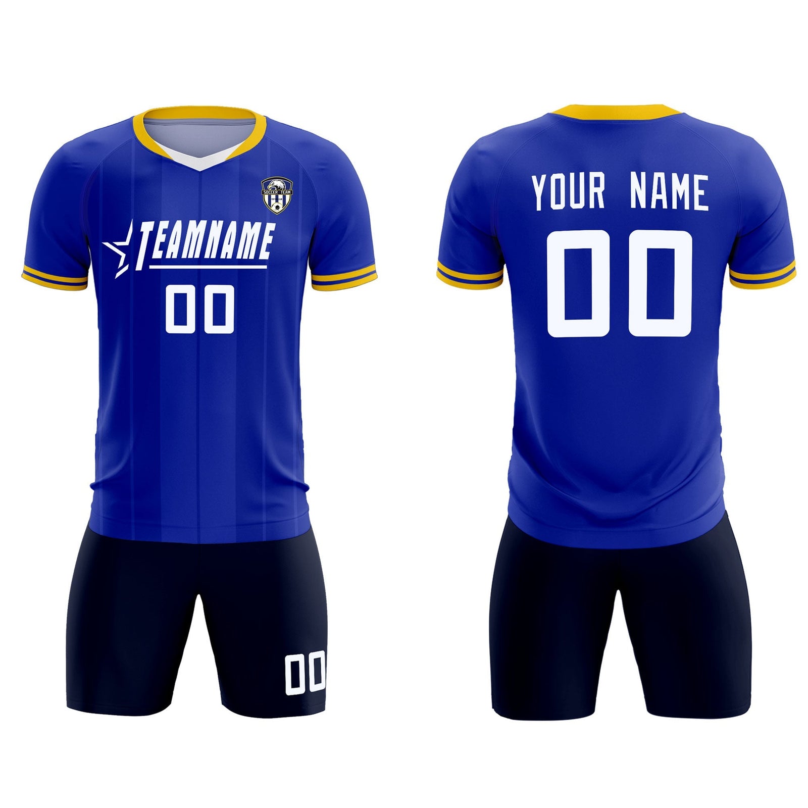 Custom Royal Classic Striped Personalized Soccer Tops/Sets Jersey
