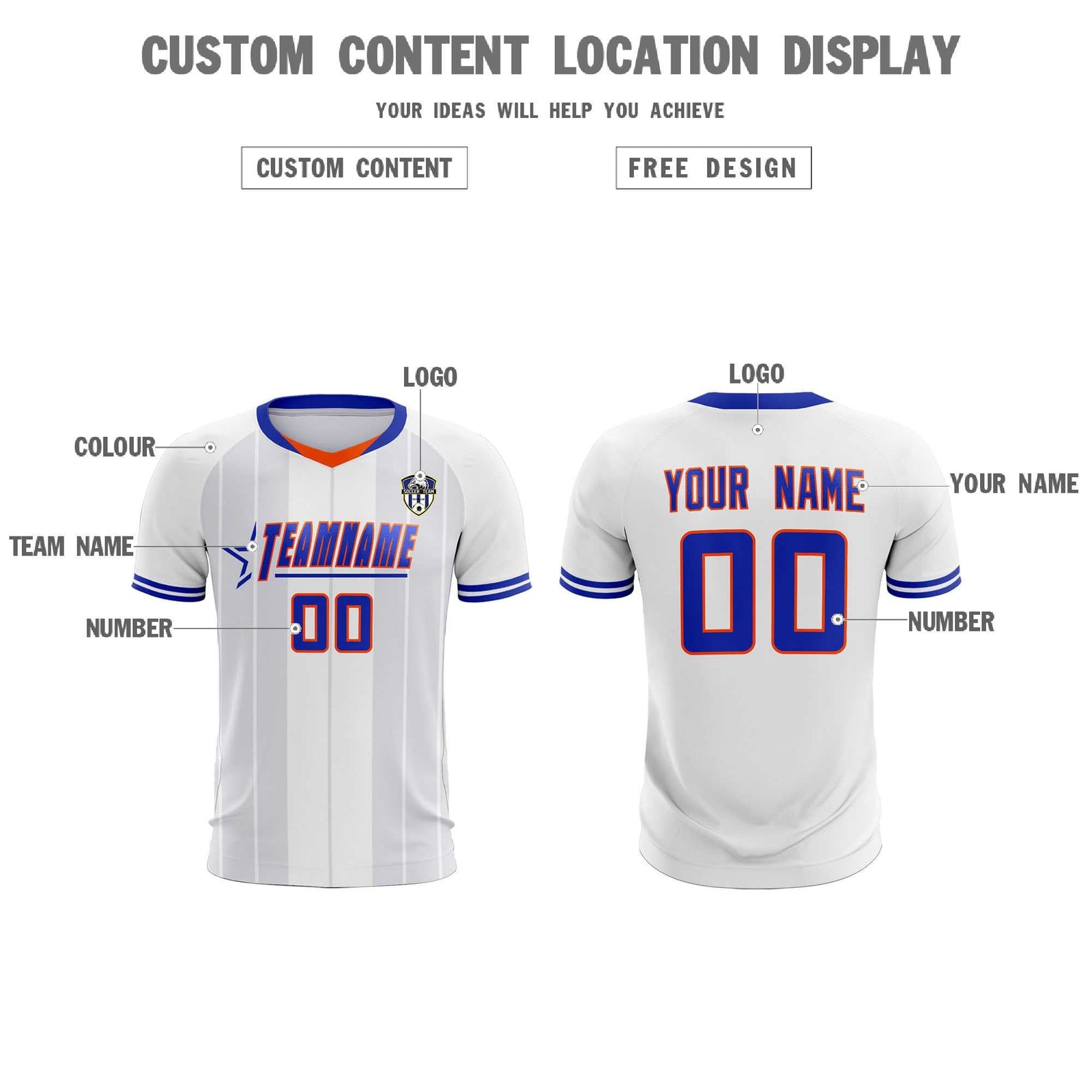 Custom White Classic Striped Personalized Soccer Tops/Sets Jersey