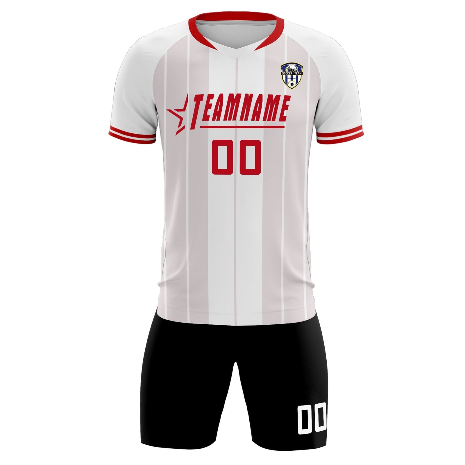Custom White Classic Striped Personalized Soccer Tops/Sets Jersey