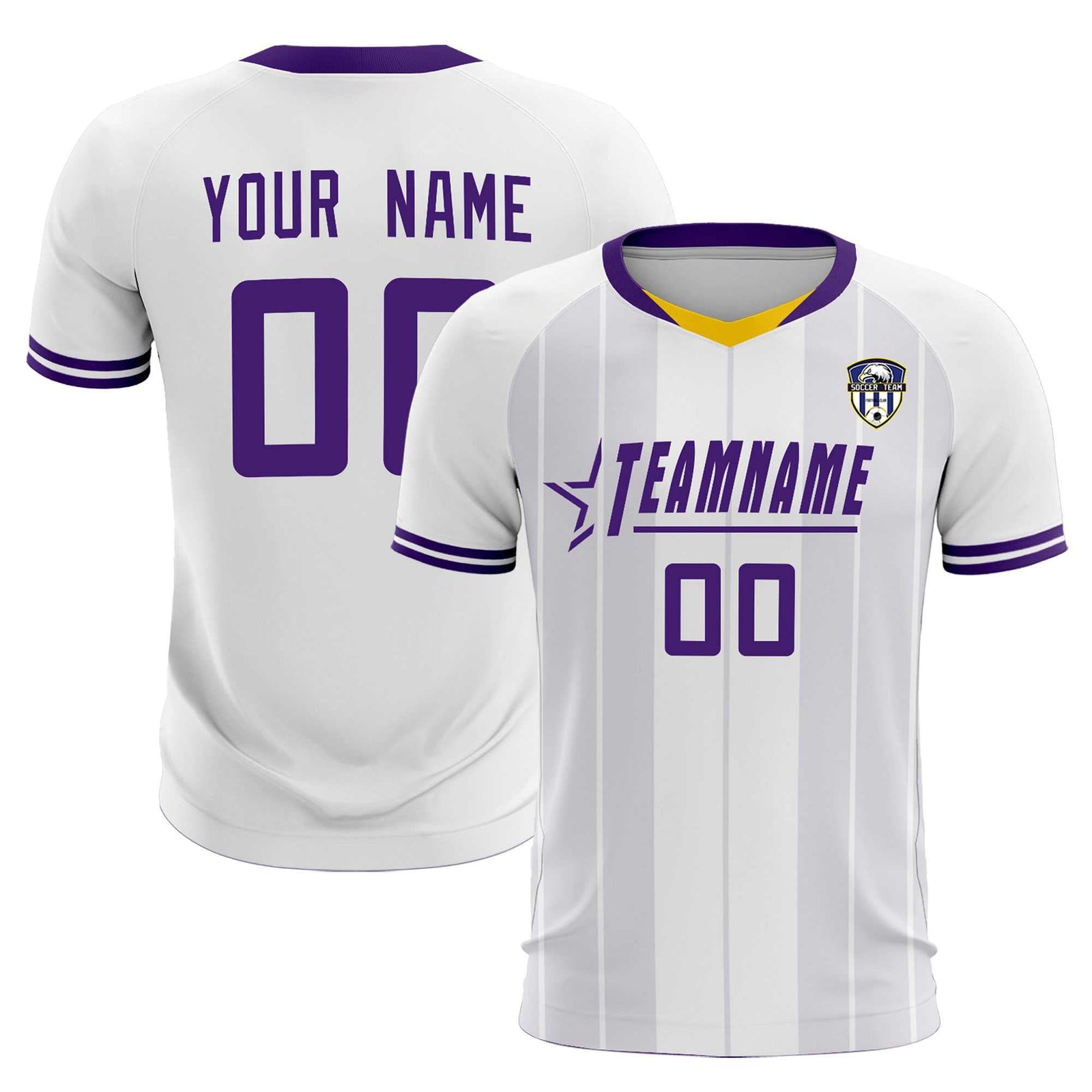 Custom White Classic Striped Personalized Soccer Tops/Sets Jersey