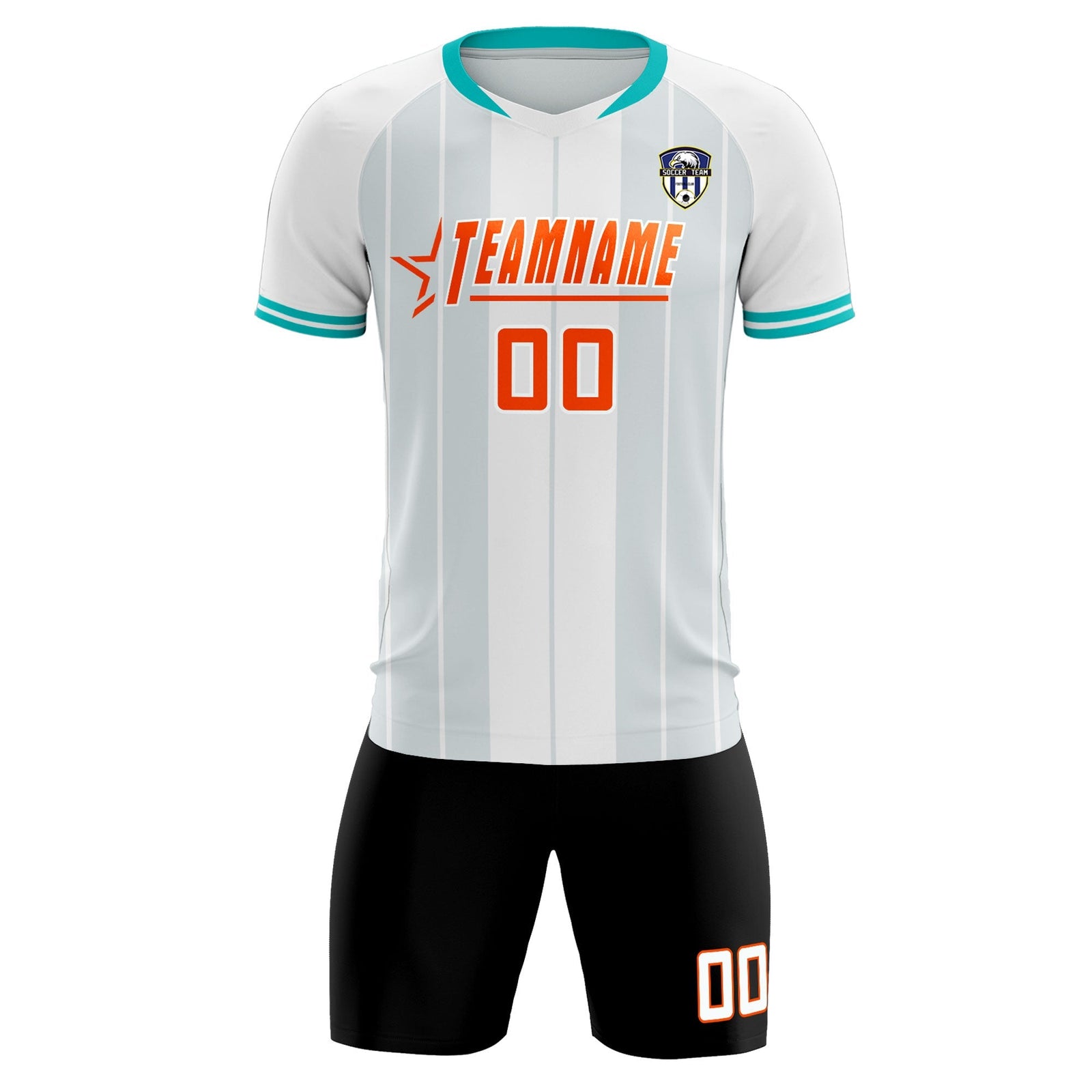 Custom White Classic Striped Personalized Soccer Tops/Sets Jersey