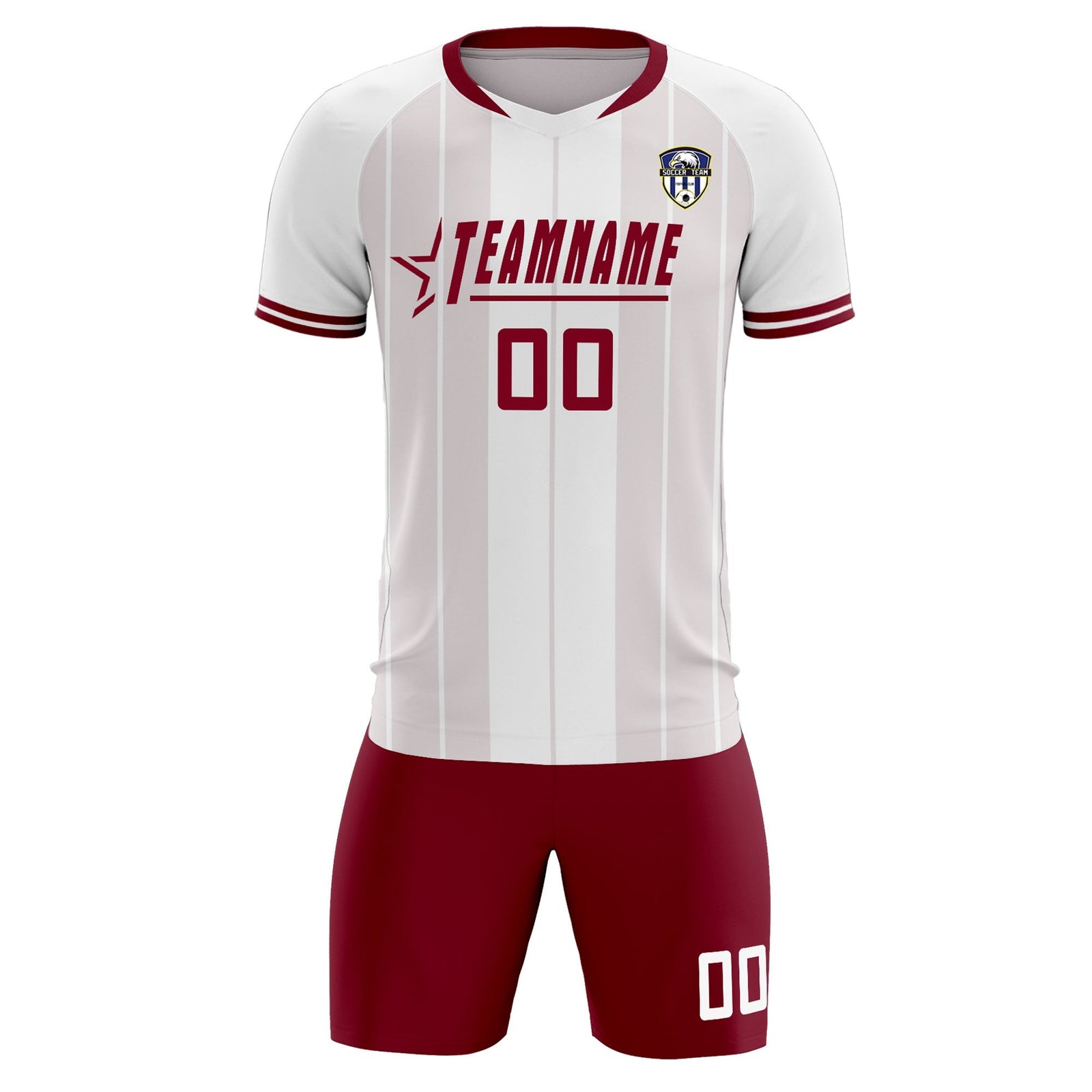 Custom White Classic Striped Personalized Soccer Tops/Sets Jersey