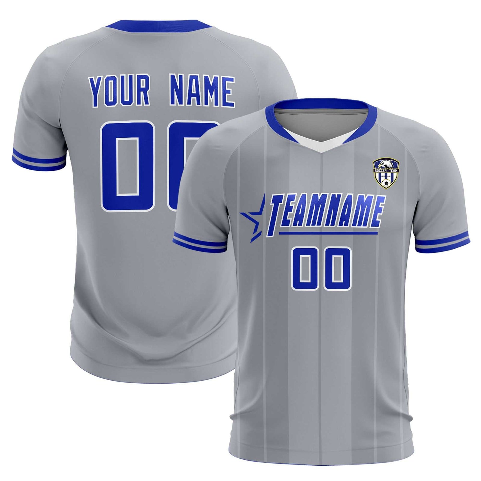 Custom Gray Classic Striped Personalized Soccer Tops/Sets Jersey
