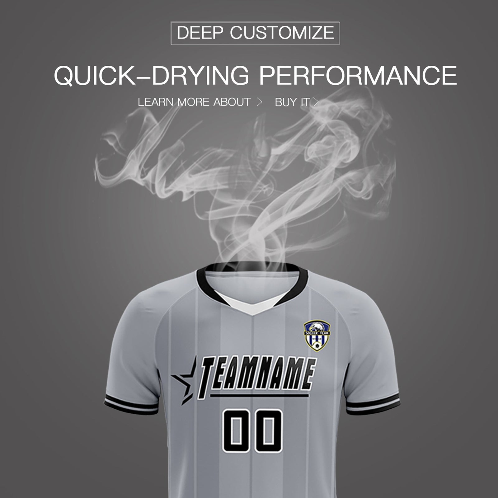 Custom Gray Classic Striped Personalized Soccer Tops/Sets Jersey