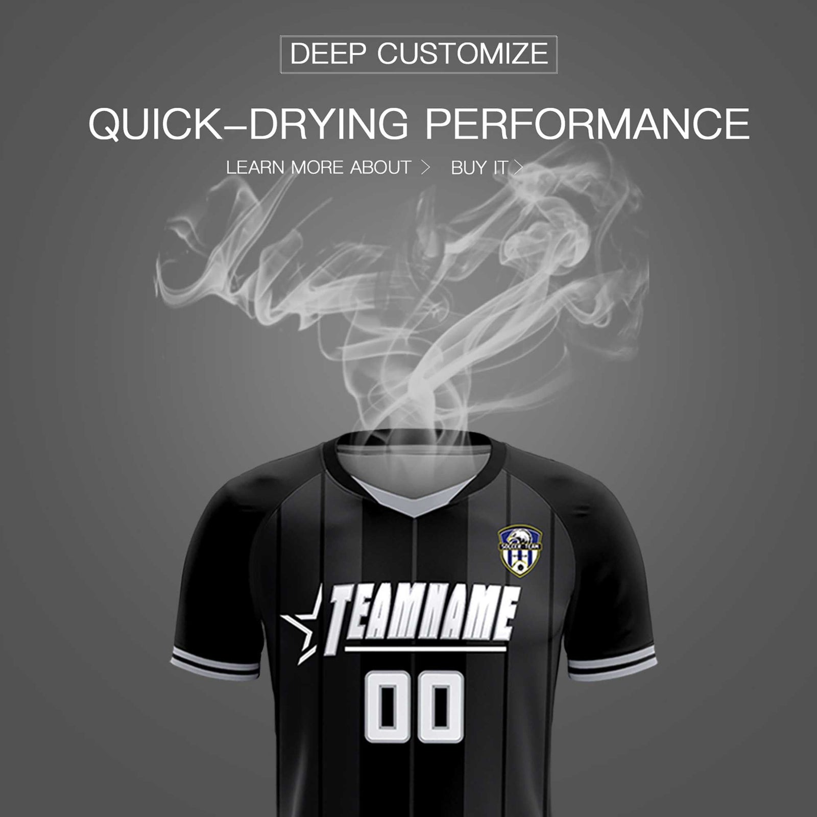 Custom Black Classic Striped Personalized Soccer Tops/Sets Jersey