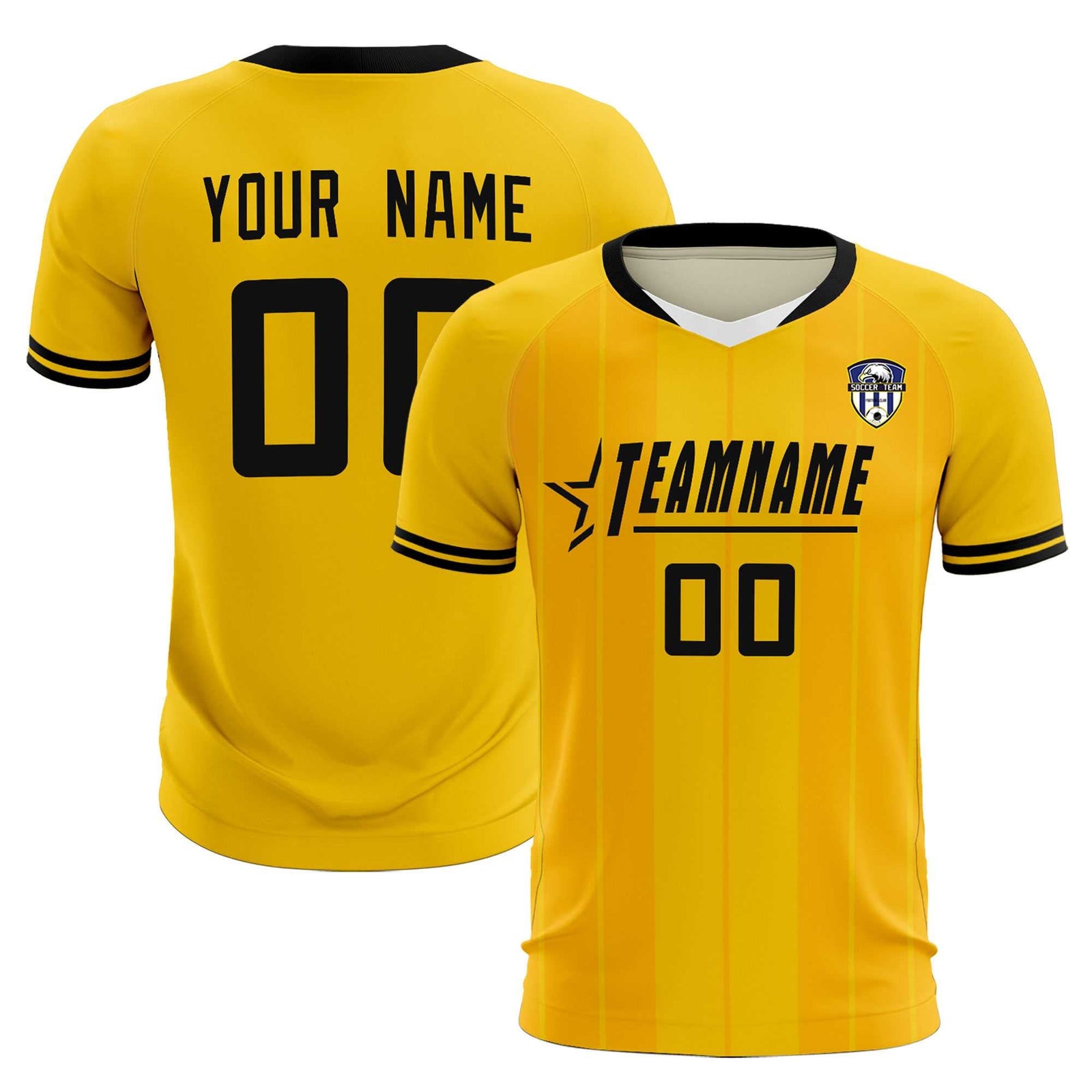 Custom Gold Classic Striped Personalized Soccer Tops/Sets Jersey