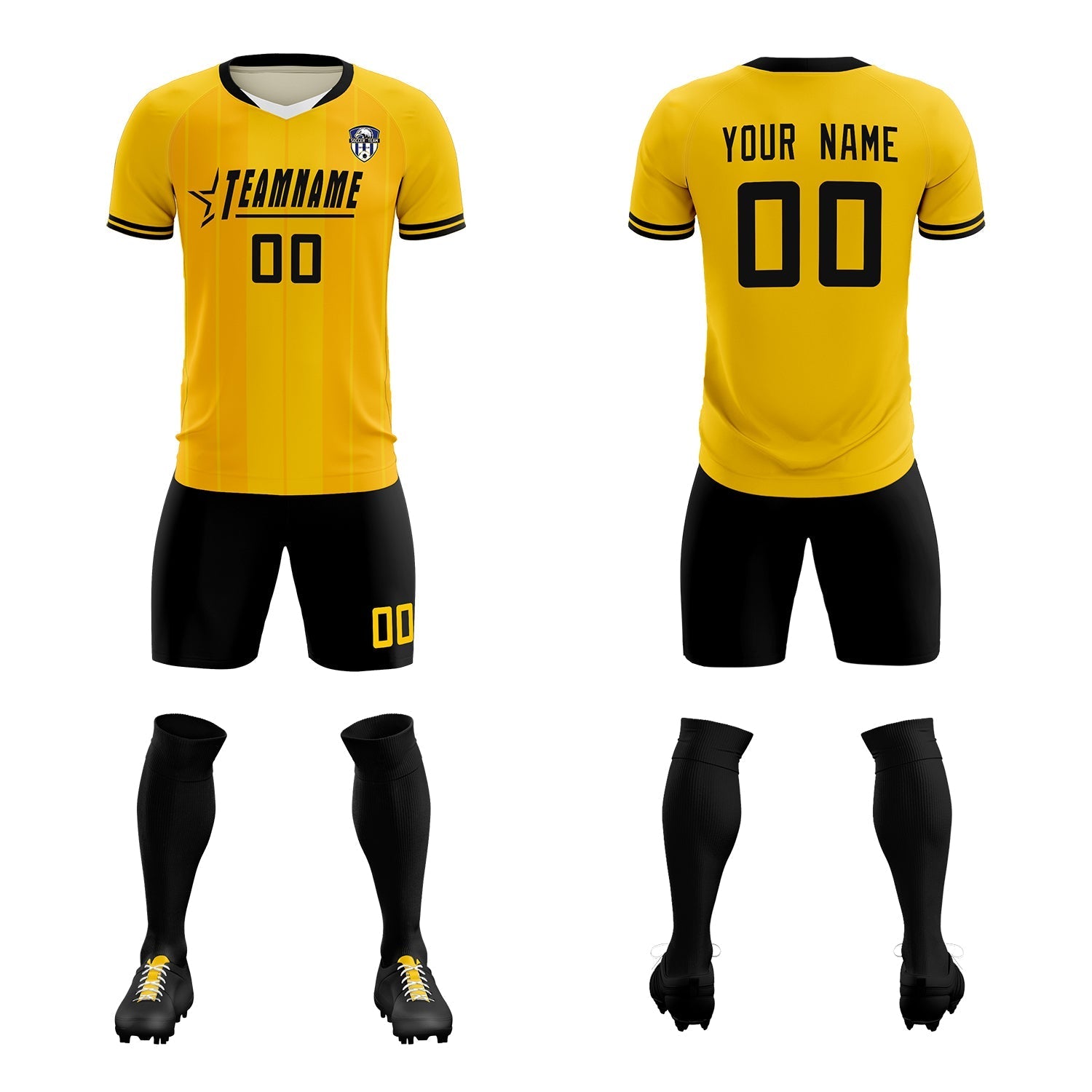 Custom Gold Classic Striped Personalized Soccer Tops/Sets Jersey