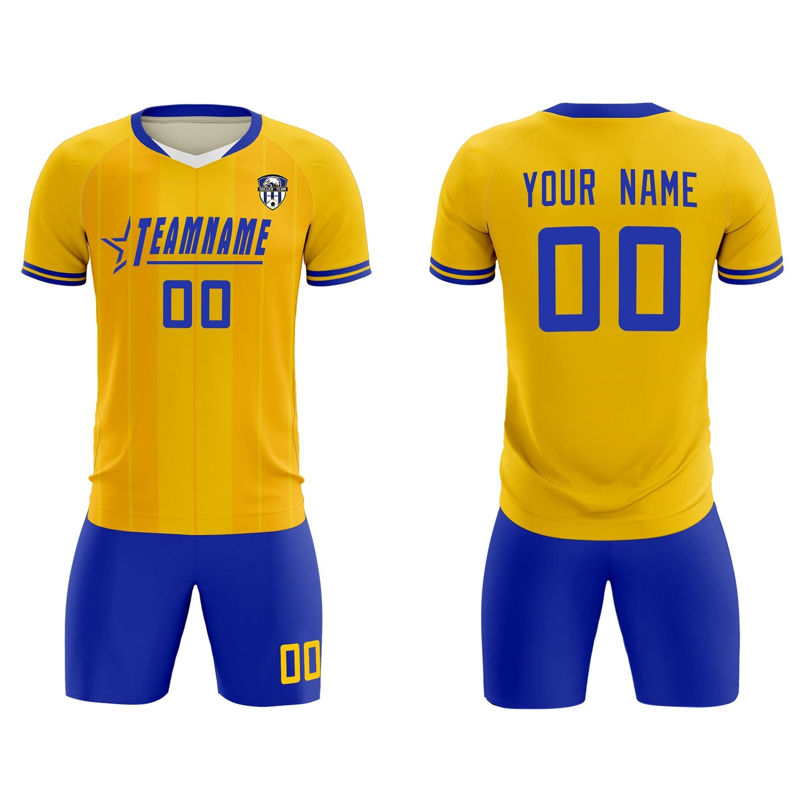 Custom Gold Classic Striped Personalized Soccer Tops/Sets Jersey