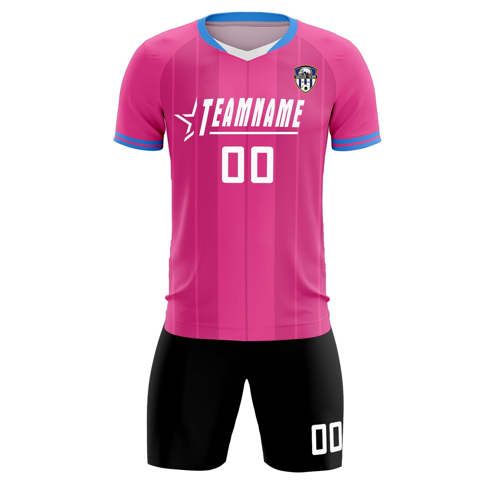 Custom Pink Classic Striped Personalized Soccer Tops/Sets Jersey