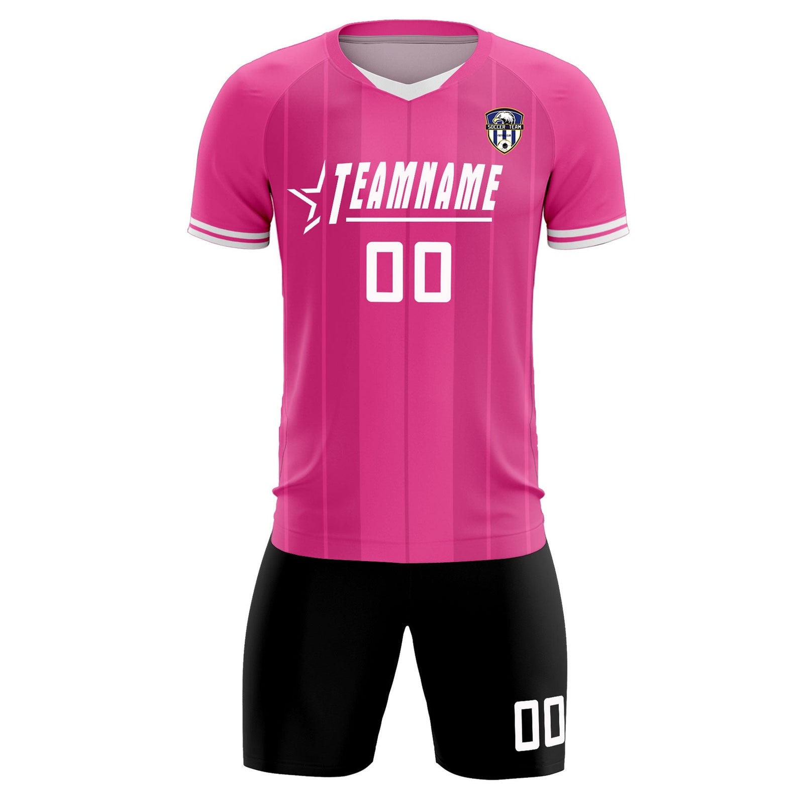 Custom Pink Classic Striped Personalized Soccer Tops/Sets Jersey