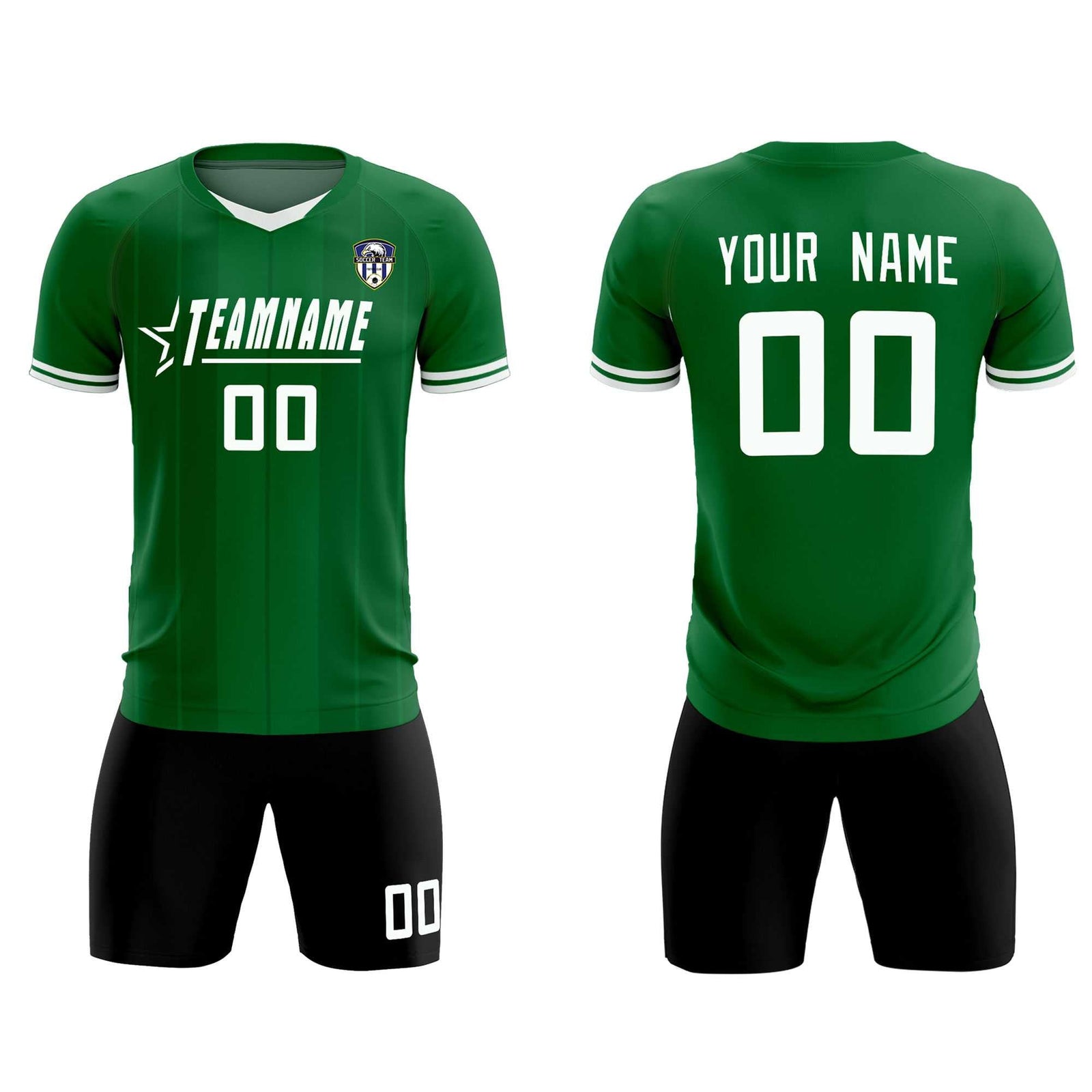 Custom Kelly Green Classic Striped Personalized Soccer Tops/Sets Jersey