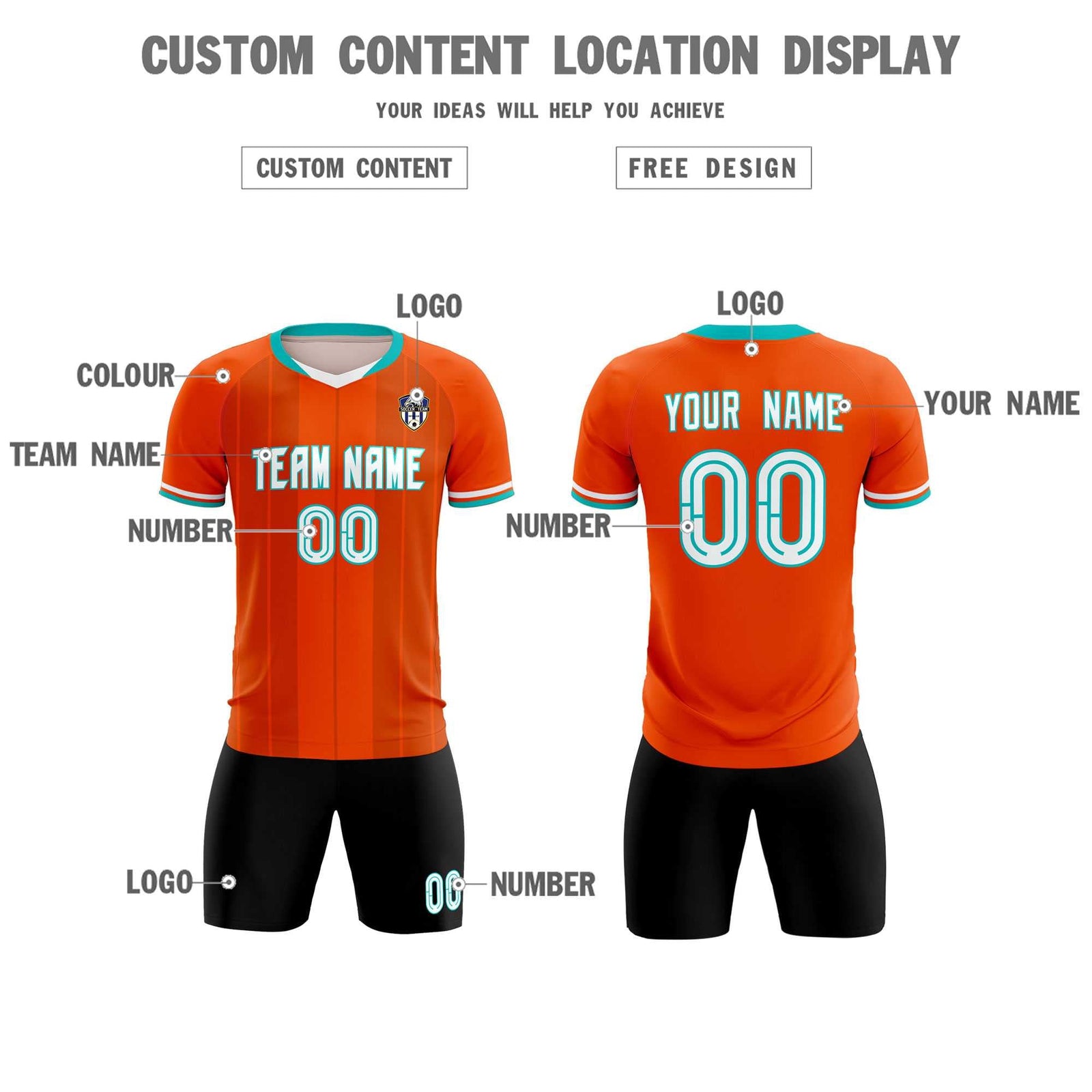 Custom Orange Classic Striped Personalized Soccer Tops/Sets Jersey