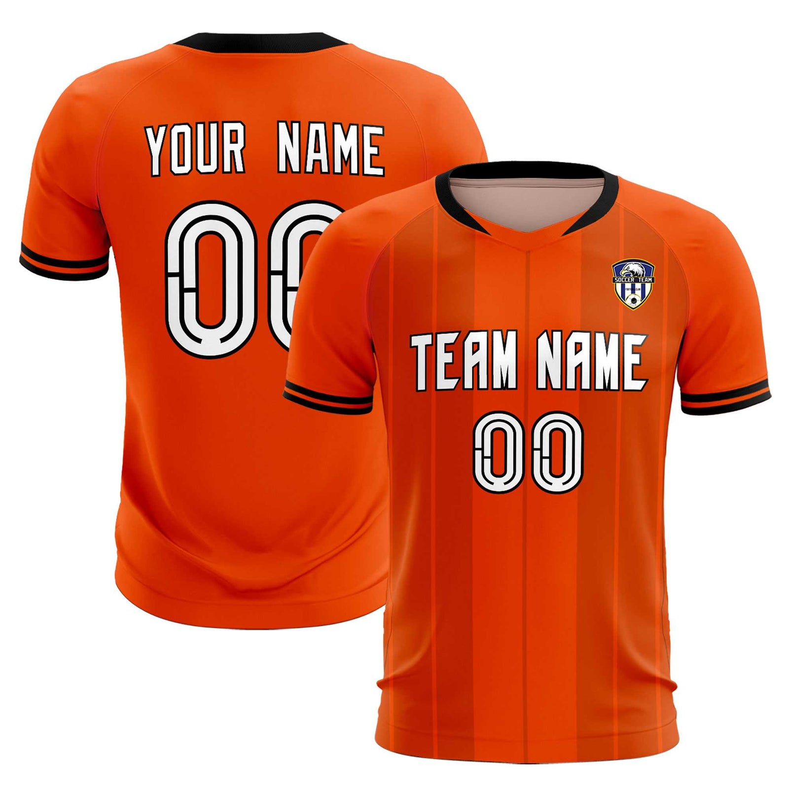 Custom Orange Classic Striped Personalized Soccer Tops/Sets Jersey