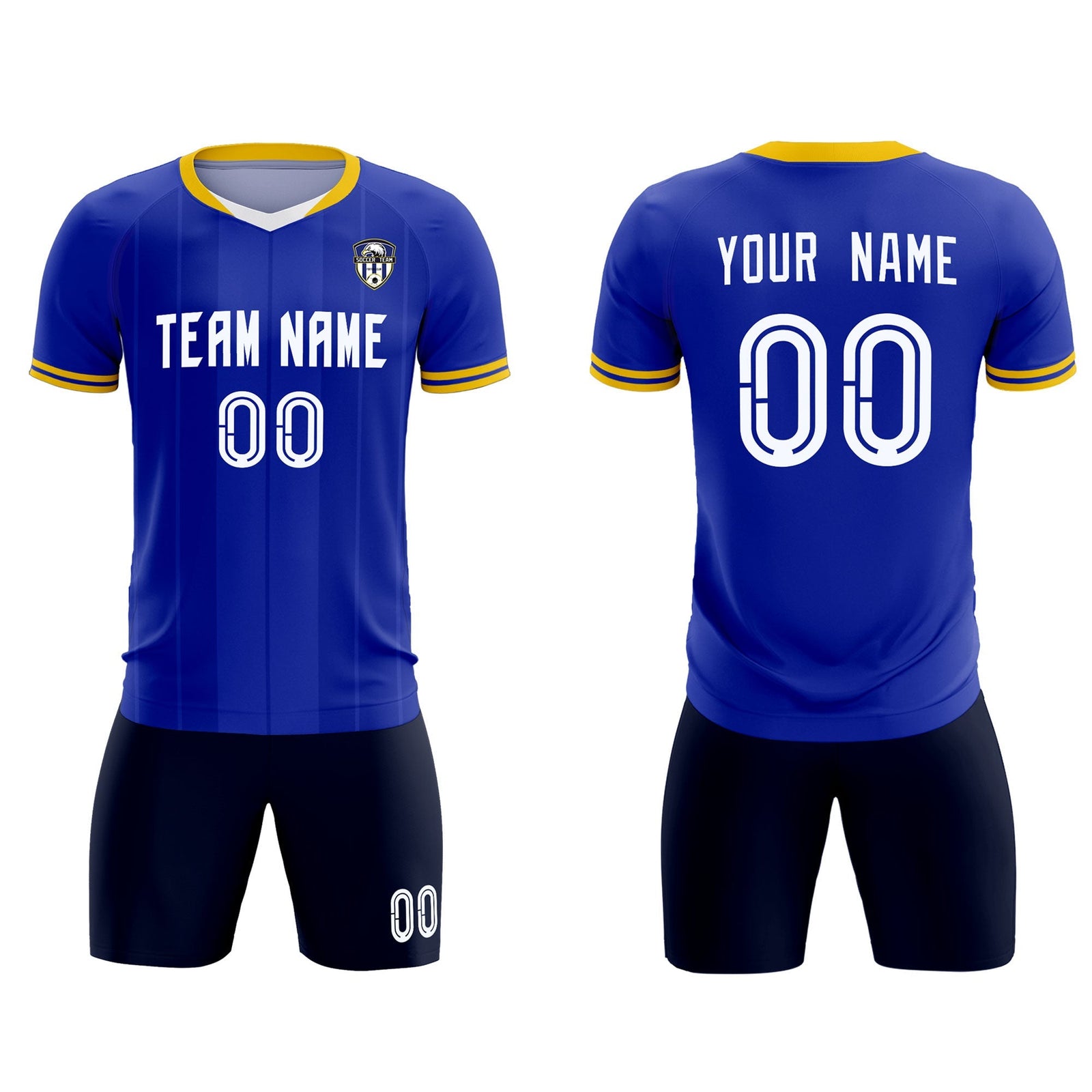 Custom Royal Classic Striped Personalized Soccer Tops/Sets Jersey
