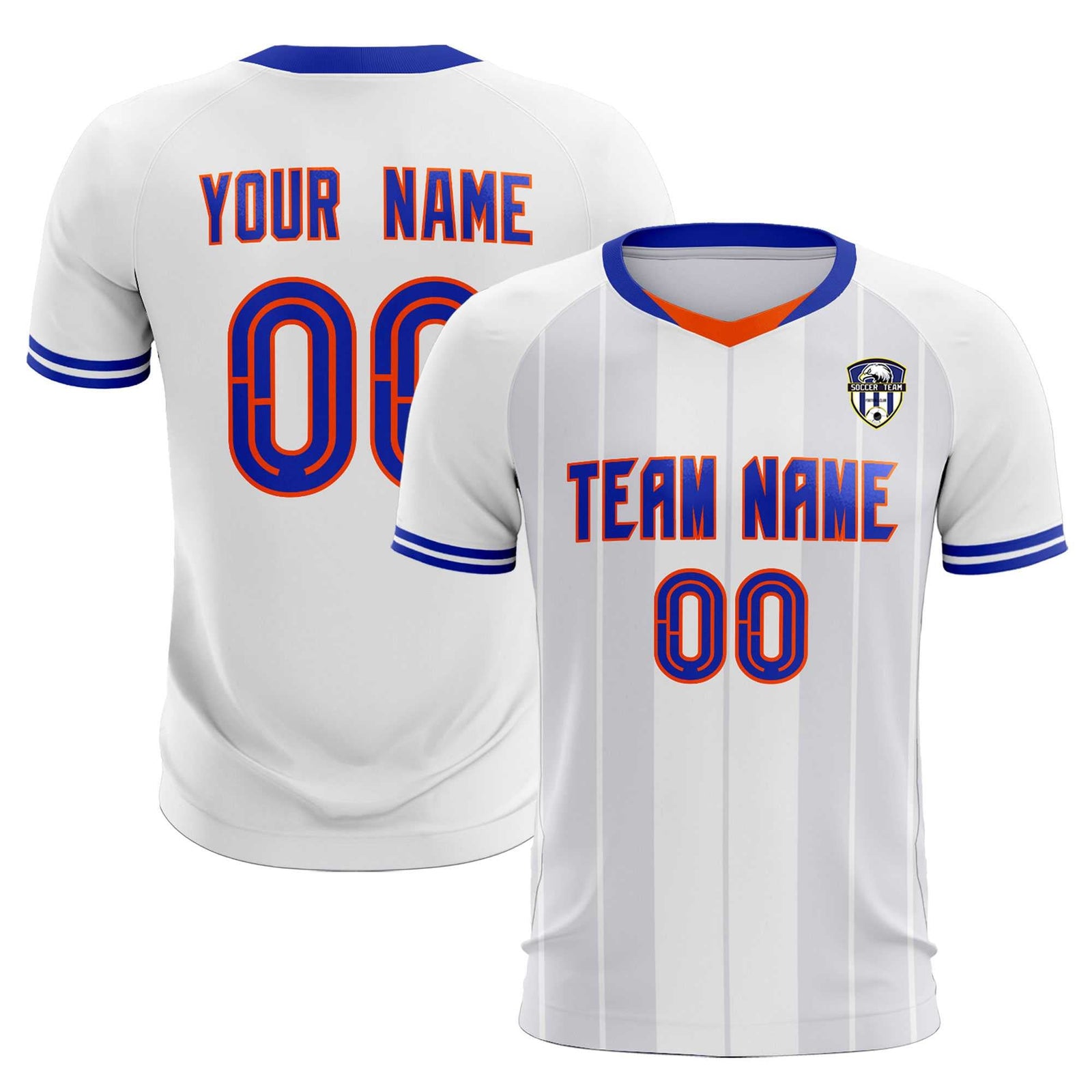 Custom White Classic Striped Personalized Soccer Tops/Sets Jersey