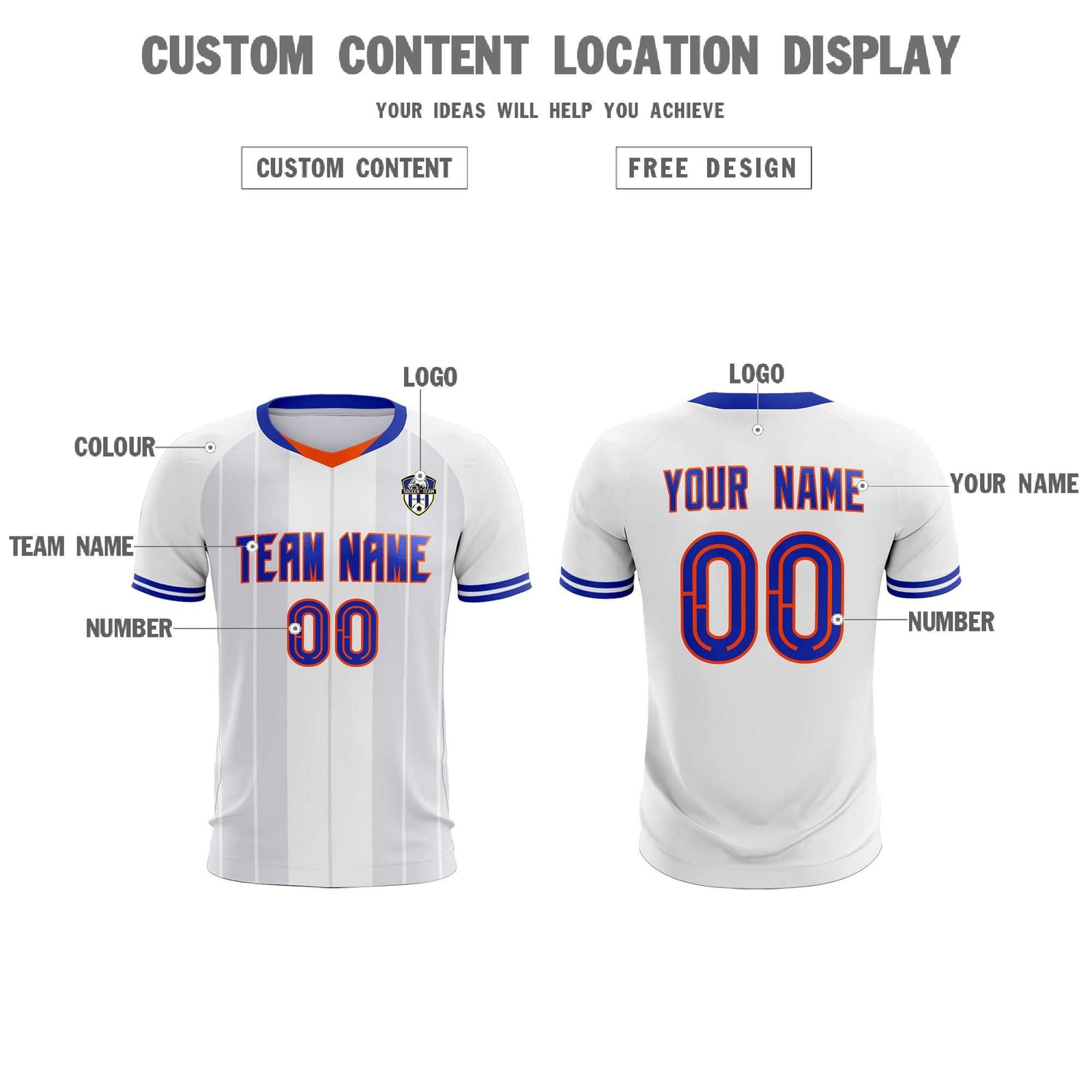 Custom White Classic Striped Personalized Soccer Tops/Sets Jersey