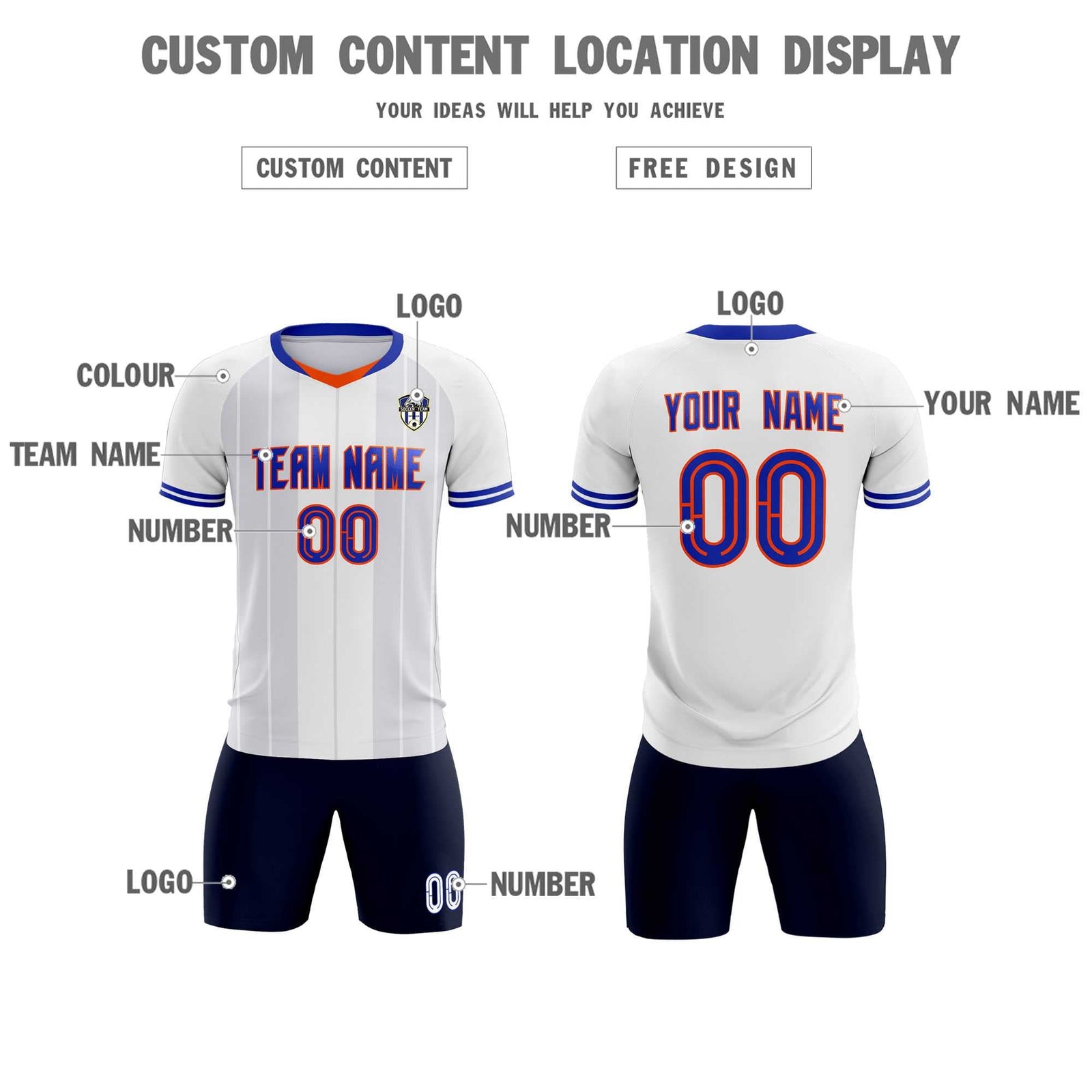 Custom White Classic Striped Personalized Soccer Tops/Sets Jersey