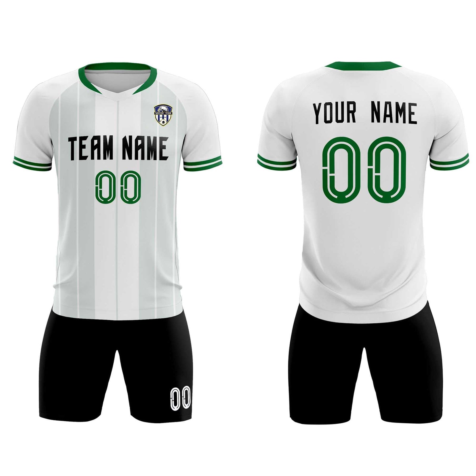 Custom White Classic Striped Personalized Soccer Tops/Sets Jersey