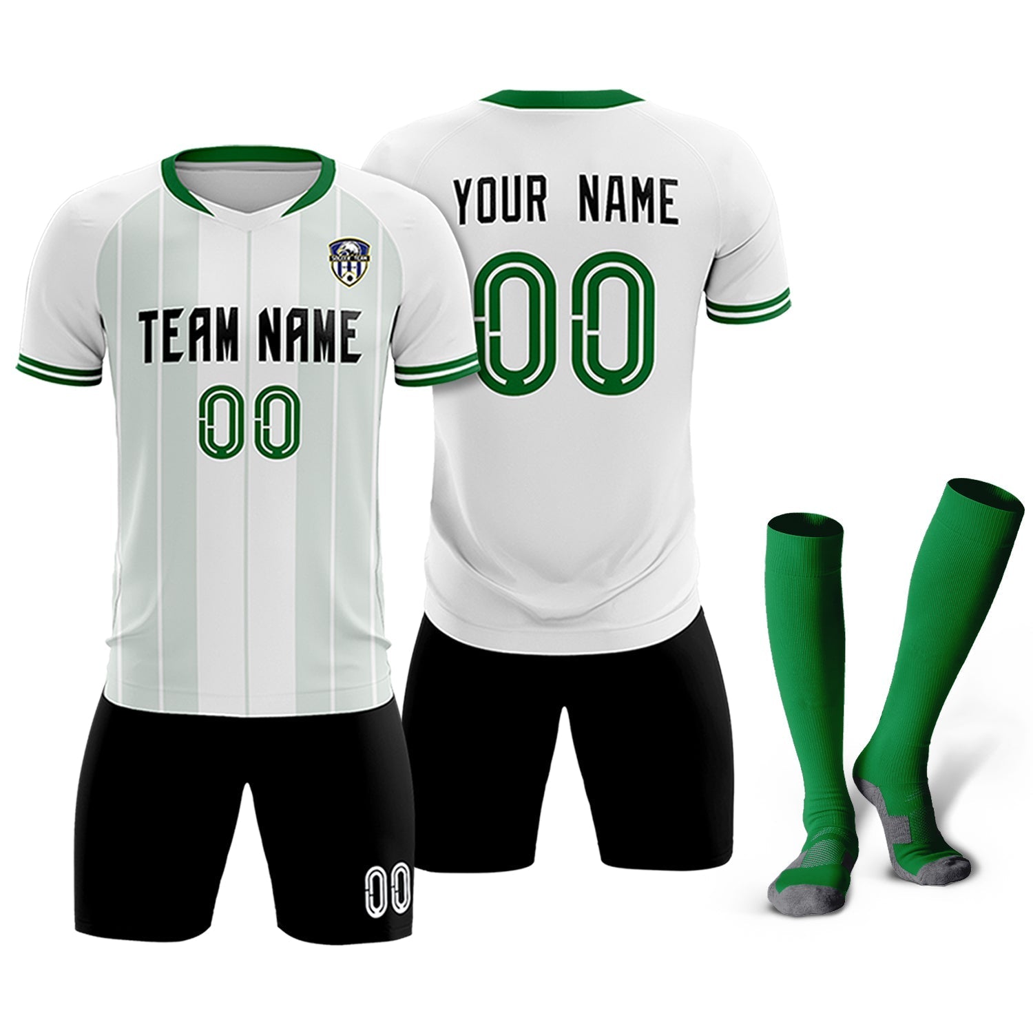 Custom White Classic Striped Personalized Soccer Tops/Sets Jersey