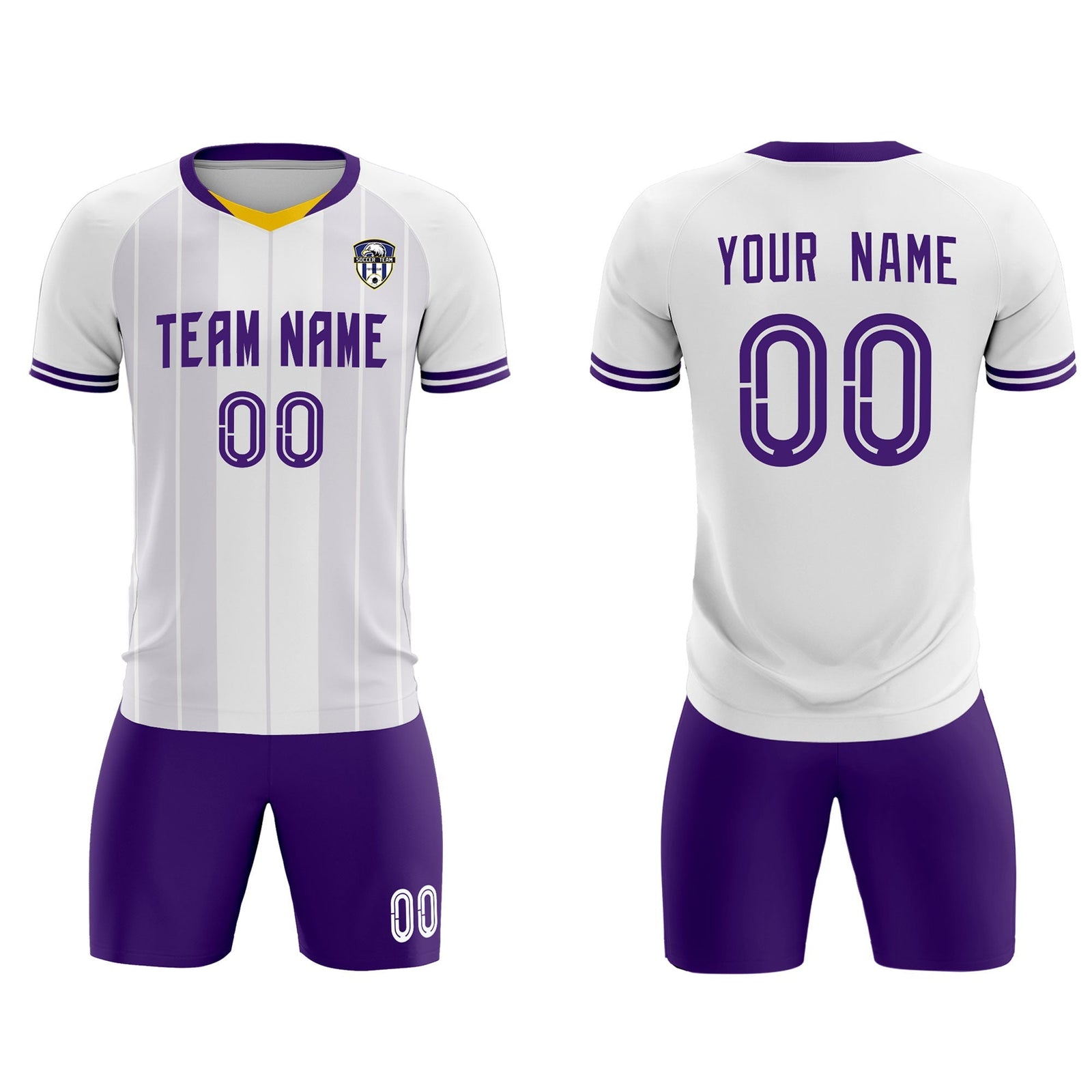 Custom White Classic Striped Personalized Soccer Tops/Sets Jersey