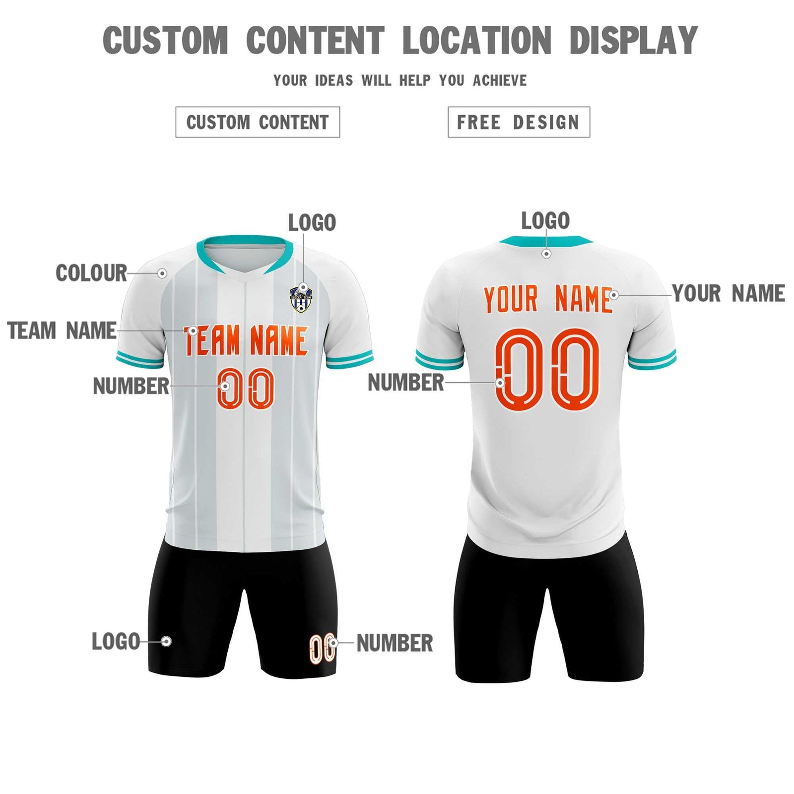 Custom White Classic Striped Personalized Soccer Tops/Sets Jersey