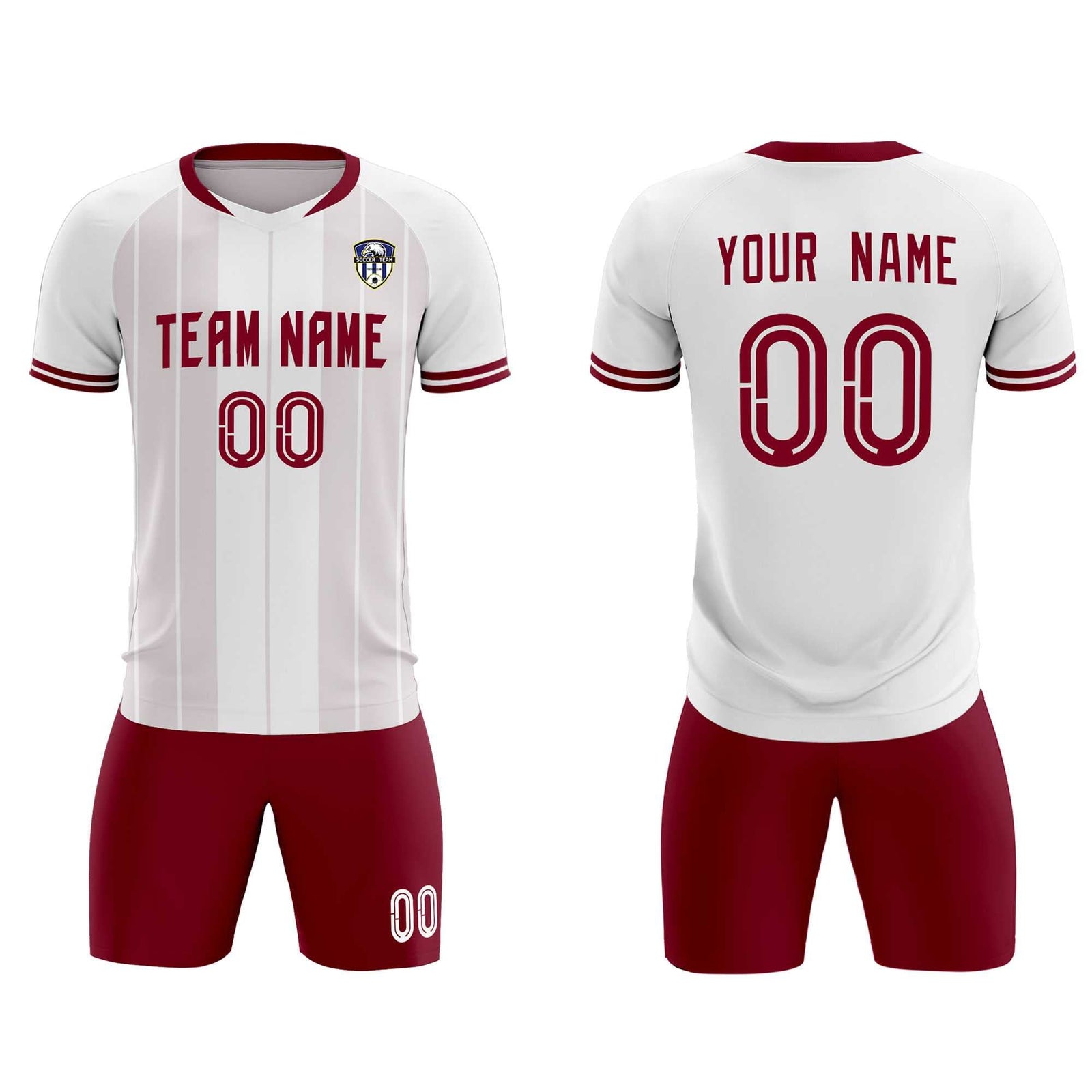 Custom White Classic Striped Personalized Soccer Tops/Sets Jersey