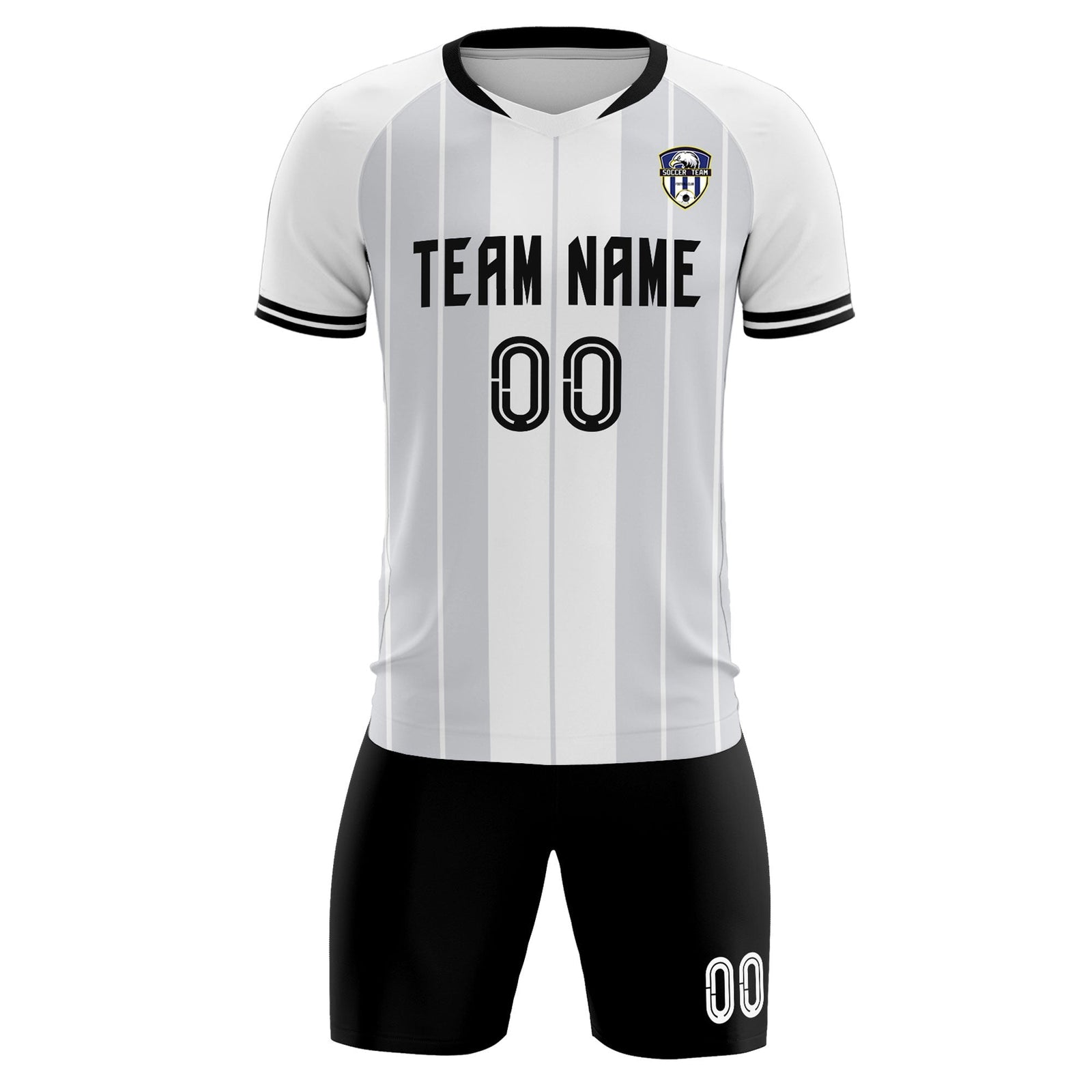 Custom White Classic Striped Personalized Soccer Tops/Sets Jersey
