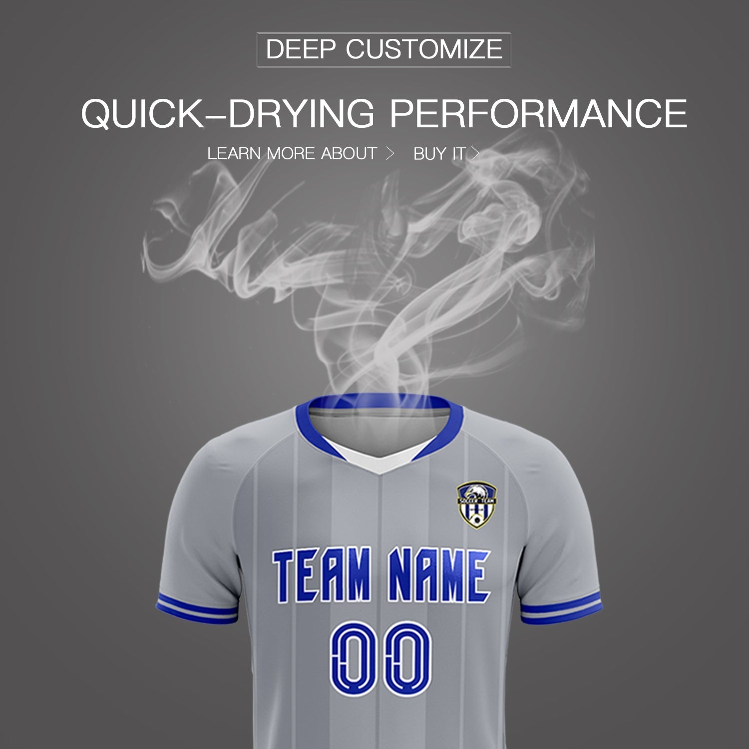 Custom Gray Classic Striped Personalized Soccer Tops/Sets Jersey