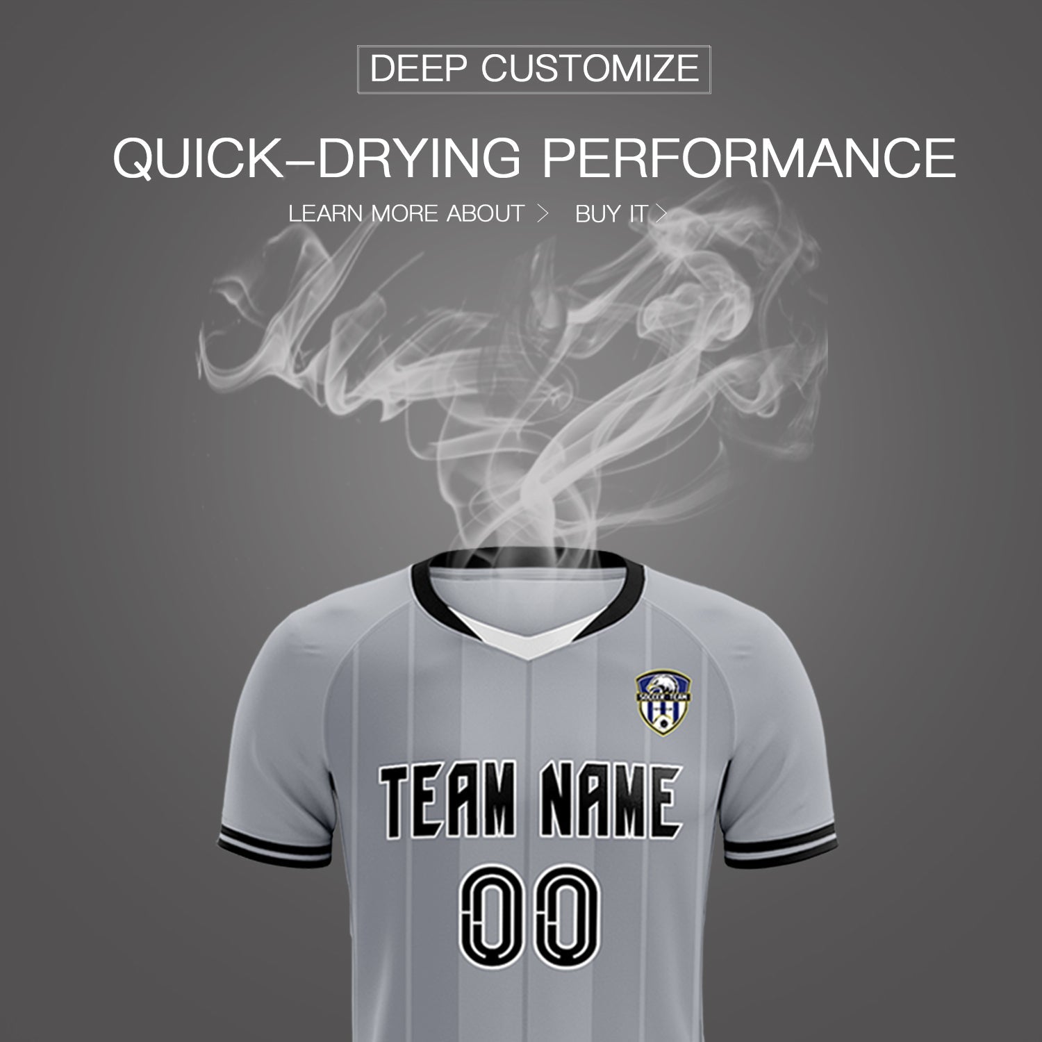 Custom Gray Classic Striped Personalized Soccer Tops/Sets Jersey