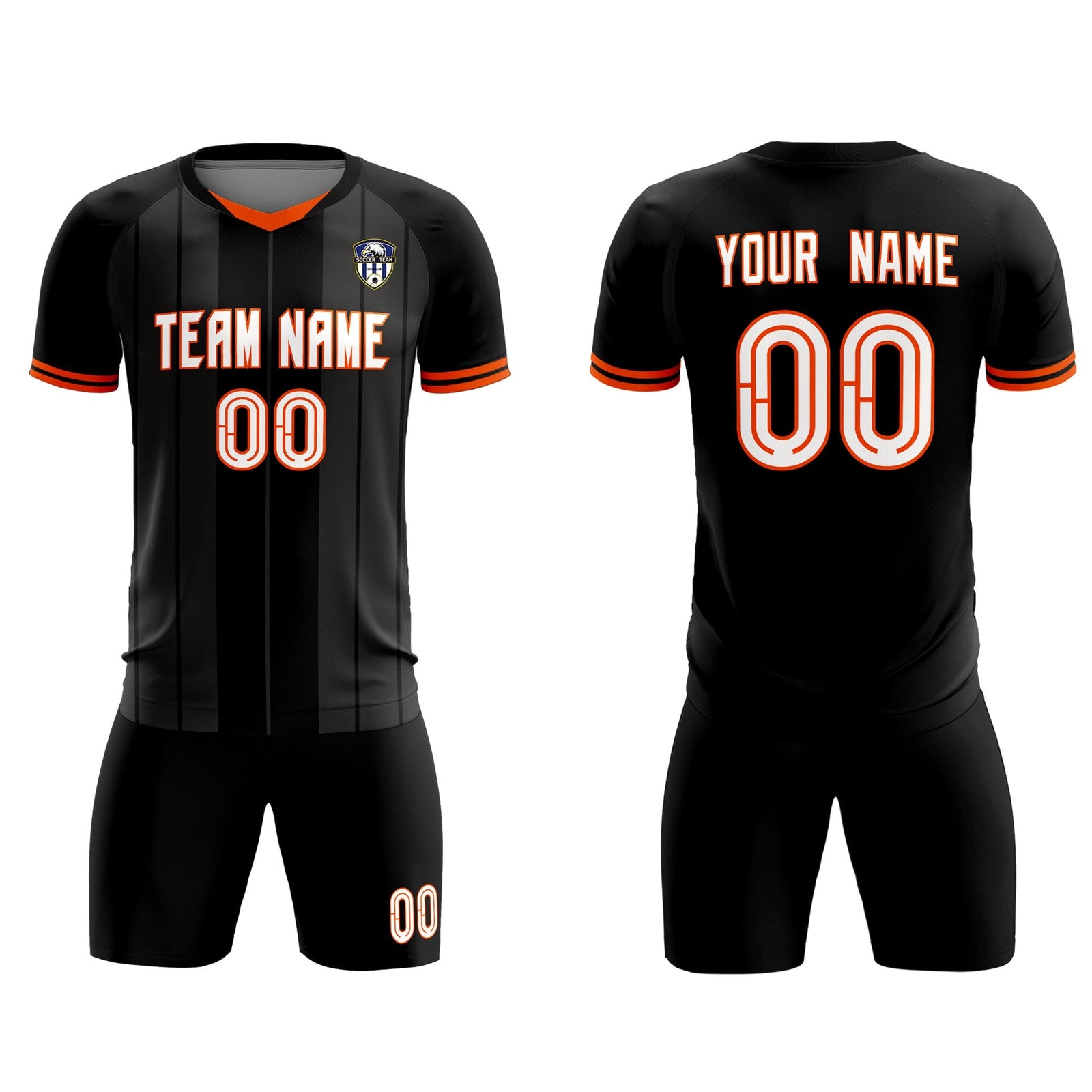 Custom Black Classic Striped Personalized Soccer Tops/Sets Jersey
